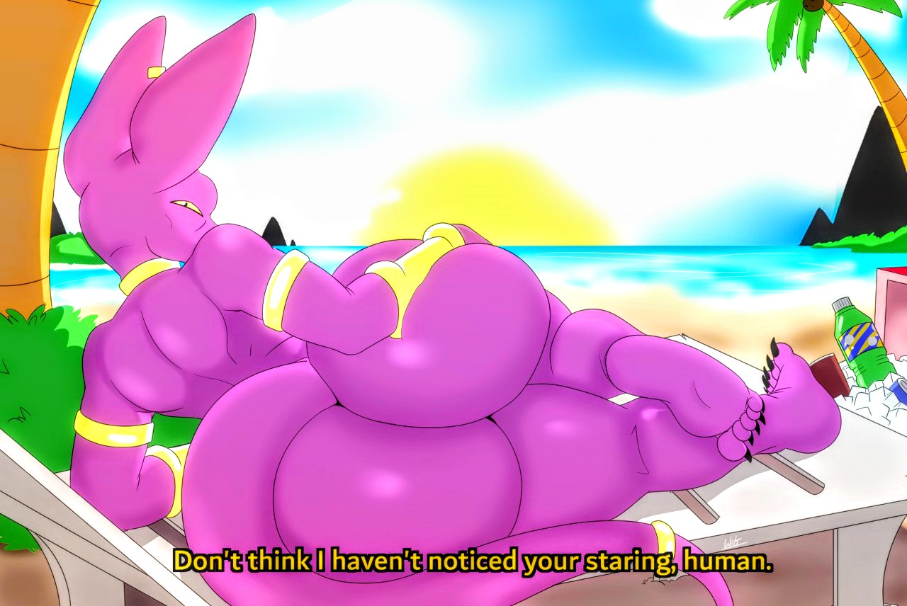 1boy, ass, beerus, big ass, big butt, bubble ass, bubble butt, dragon ball, dragon ball super, femboy, looking at viewer, male, male only, nude, solo, solo male, tagme