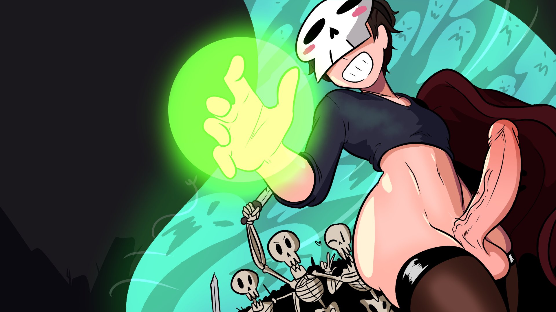 1boy, androgynous, balls, bottomless, erection, femboy, gay, girly, huge cock, hung trap, light skin, male, male only, masked, mrbooshmaster, necromancer, penis, skeleton, small but hung, sword, tagme, thick penis, thick thighs, thighhighs, trap, veiny penis, weapon, wide hips, yaoi