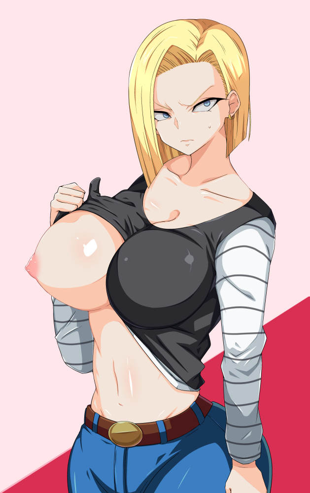1girls, android 18, artist request, ass, blonde hair, blue eyes, breasts, cameltoe, cleavage, curvy, dragon ball, erect nipples, female, huge areolae, huge ass, huge breasts, nipples, one breast out, puffy nipples, pussy, short hair, thick lips, toned, toned female, voluptuous, wide hips