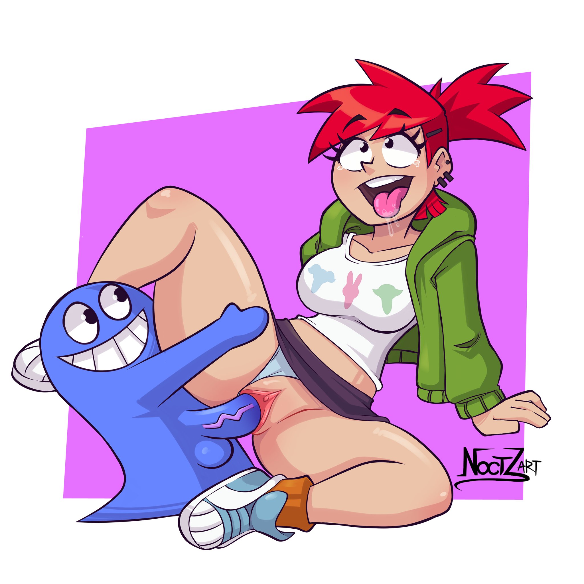 1boy, 1girls, bloo, breasts, busty, cartoon network, female, female focus, foster's home for imaginary friends, frankie foster, hourglass figure, male, noctz, panties, panties aside, penetration, penis, pinup, pose, posing, pussy, sex, thick thighs, vagina, vaginal penetration, wide hips
