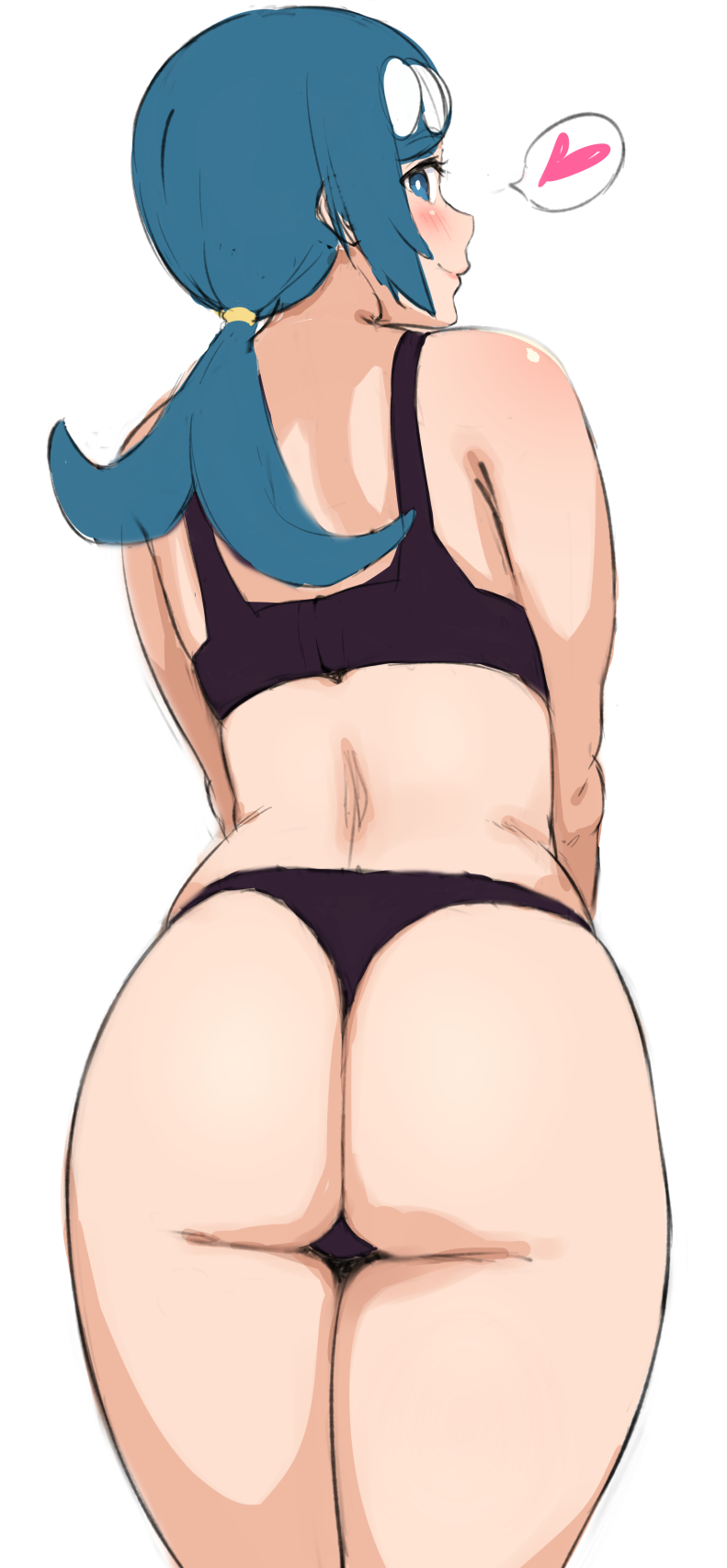 1girls ass blue_eyes blue_hair eye_contact female human lana's_mother_(pokemon) long_hair looking_at_viewer mature_female mhs milf mother nintendo pale-skinned_female pale_skin pokemon pokemon_sm spoken_heart thick_ass thick_thighs white_background