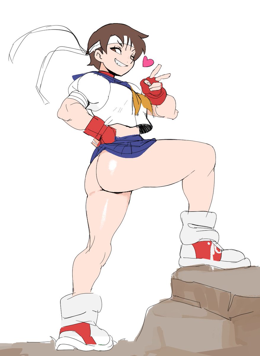 1girls, ass, big ass, big breasts, big butt, big thighs, big titties, breasts, brown hair, capcom, casual, clothing, curvaceous, curvaceous female, curvaceous figure, curvy, curvy figure, curvy hips, female, female focus, female only, footwear, handwear, human, looking at viewer, nonsexual, pale skin, sakura kasugano, short hair, skirt, street fighter, thick thighs, white shirt, wowbsot