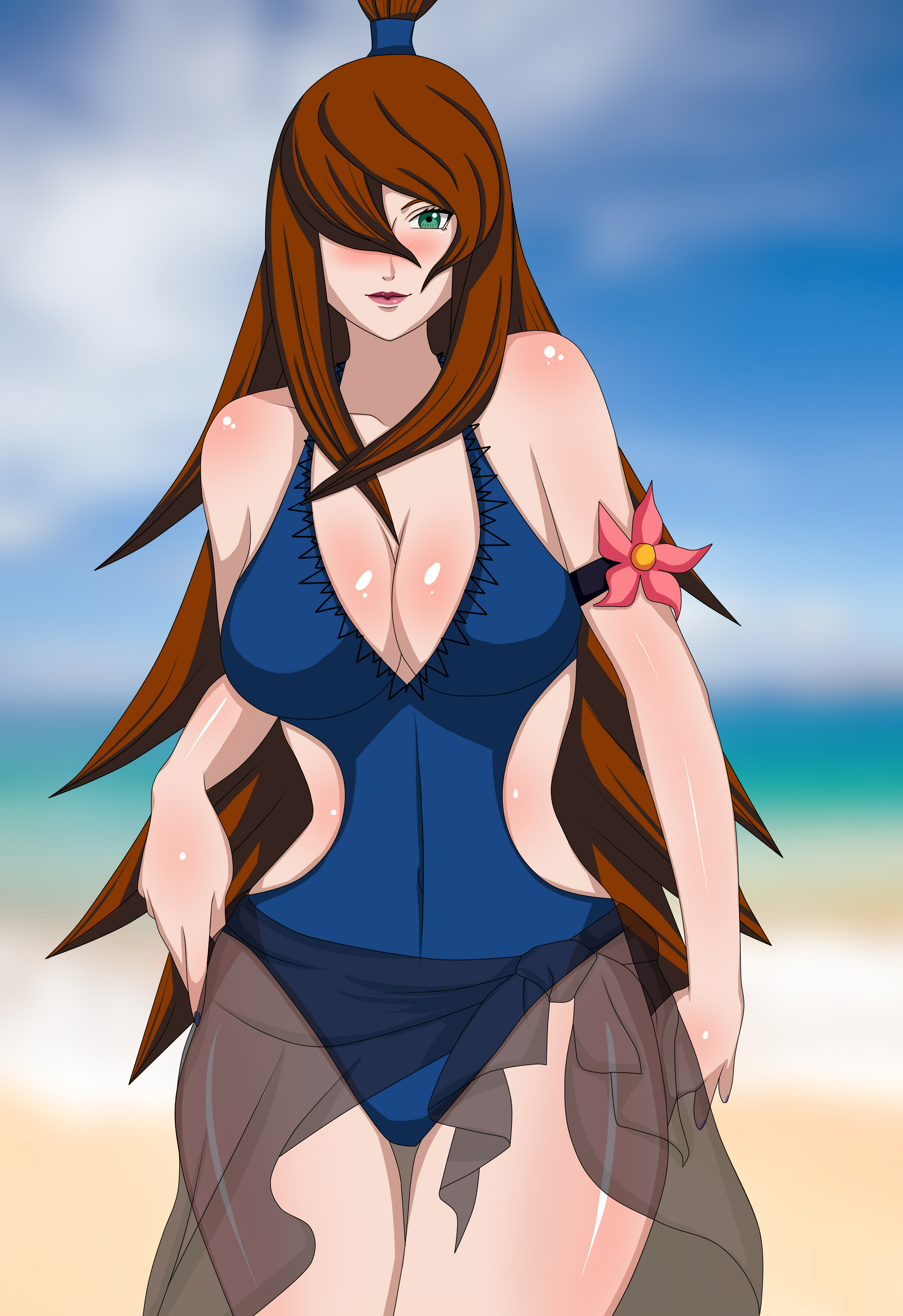 1girls, abp art, beach, breasts, female, mei terumi, naruto, naruto (series), patreon, solo, tagme