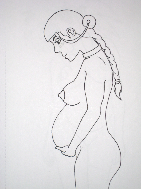 1girls avatar_legends avatar_the_last_airbender black_and_white blush dailysketch female female_only human katara large_breasts pregnant solo straight_hair water_tribe