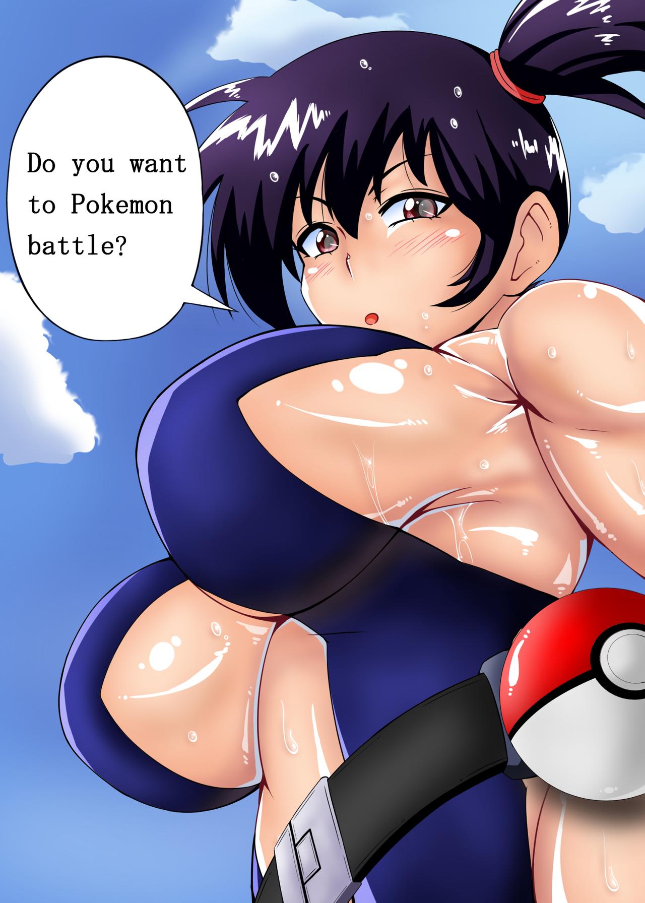 big_breasts black_hair blush breasts female human kasumi_(pokemon) large_breasts misty_(pokemon) misty_(the_electric_tale_of_pikachu) nintendo pokeball pokemon pokemon_(manga) pokemon_rgby swimsuit teamtgs text the_electric_tale_of_pikachu