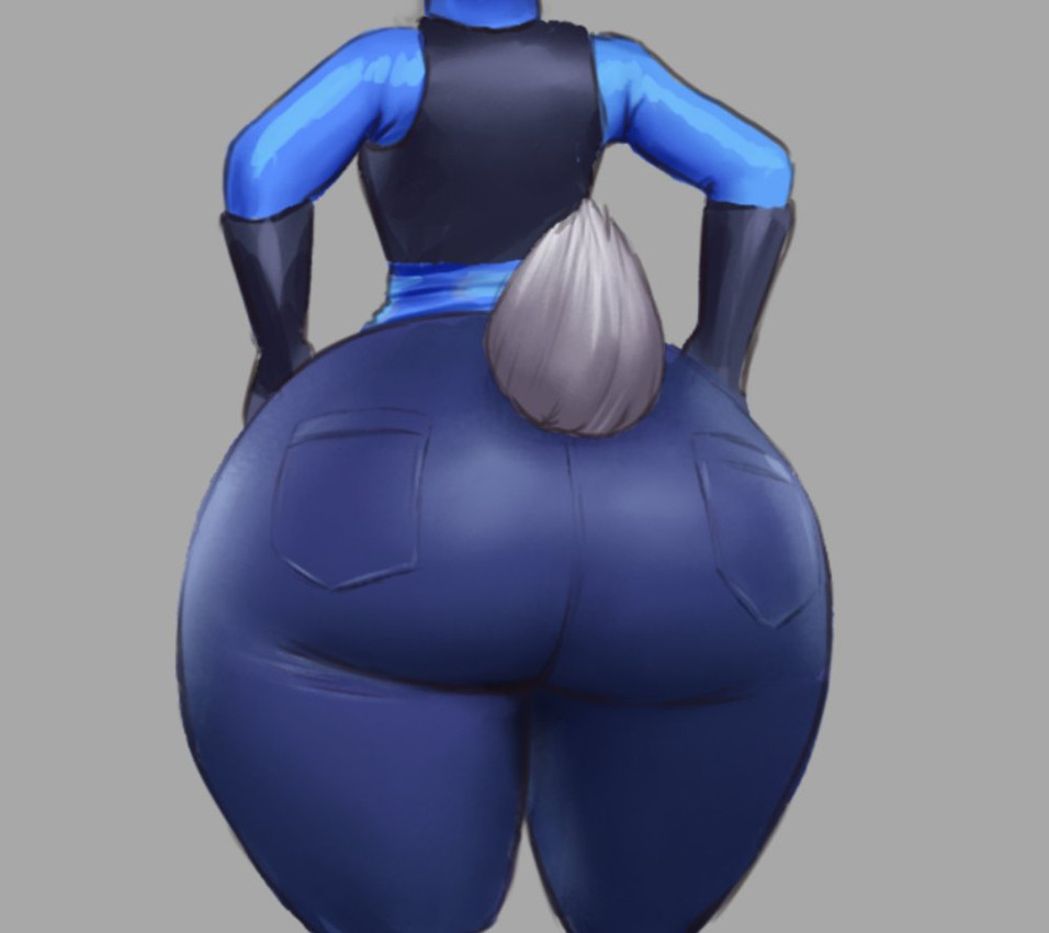 barely contained, barely fits, big ass, big butt, fat ass, female, furry, huge ass, huge butt, judy hopps, round ass, tight clothes, tight fitting clothing, tight pants, too big, zootopia