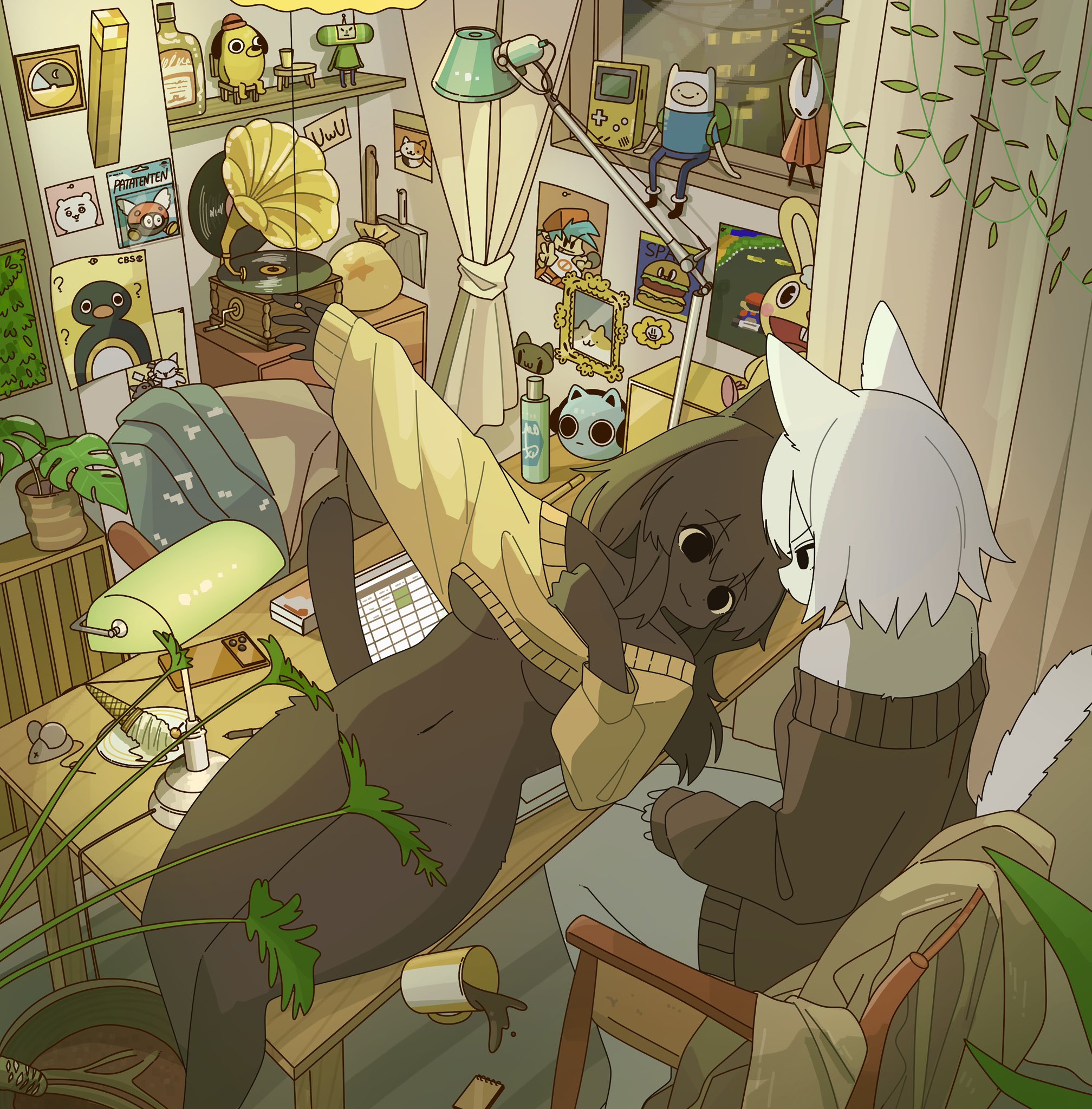 2girls, adventure time, biddybud, black fur, bottomless, boyfriend (friday night funkin), cartoon network, cat ears, cat tail, censored, chiikawa, chiikawa (character), cuddles (htf), doremifaso64, feline, female, female only, finn the human, flowey the flower, friday night funkin, gunshow, happy tree friends, hollow knight, hollow knight: silksong, hornet (hollow knight), ice cream, katamari damacy, mario, mario (series), mario kart, nintendo, no panties, object censor, on table, phone, pingu, pingu (series), question hound, the prince (katamari), this is fine, undertale, undertale (series), white fur, yuri