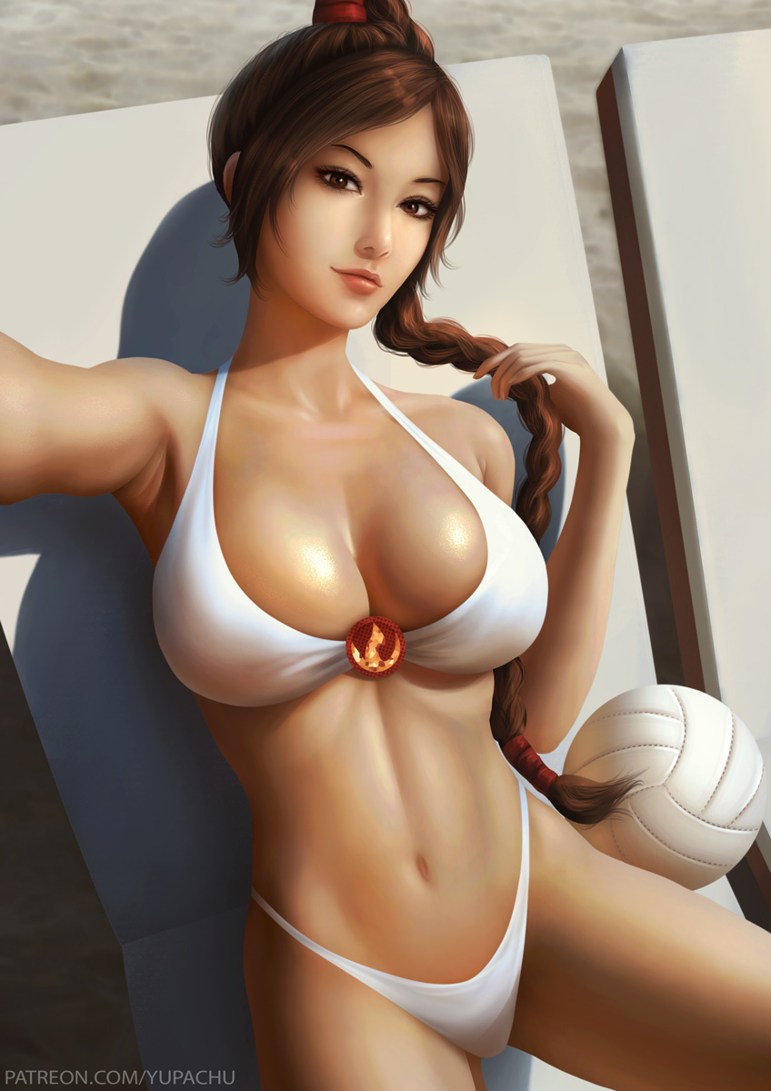 1girls alternate_breast_size alternate_universe avatar_the_last_airbender beach beach_chair big_breasts bikini braid braided_ponytail breasts brown_eyes brown_hair busty cleavage female female_only g-string head_tilt highleg highleg_bikini highleg_swimsuit holding_hair hourglass_figure large_breasts looking_at_viewer midriff nonbender realistic seductive_look selfie shiny_skin sitting slim smile solo straight_hair swimsuit two-piece_swimsuit ty_lee volleyball white_bikini white_swimsuit yupachu