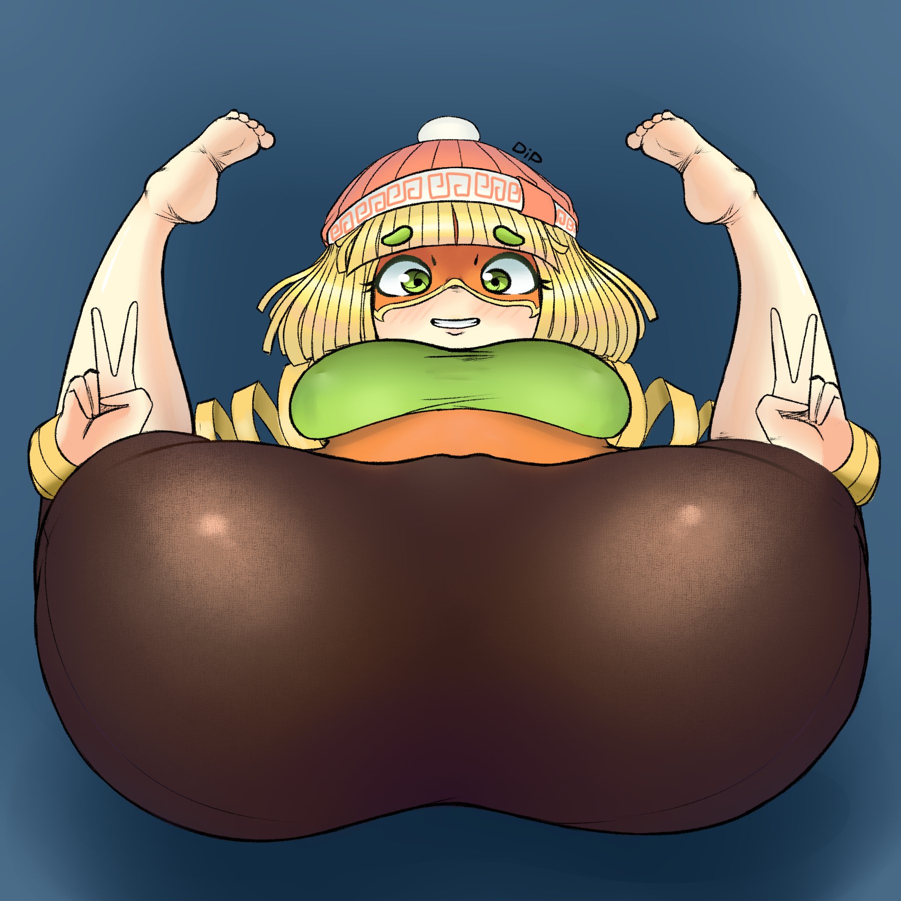 1girls, arms (game), ass, ass focus, big ass, big breasts, big butt, bimbo, black leggings, blonde hair, blue background, breasts, bubble ass, bubble butt, butt focus, dipxion, female, green eyes, hat, leggings, light skin, light-skinned female, male, mask, min min (arms), nintendo, pale skin, pale-skinned female, teenager, thick thighs, thighs, twink