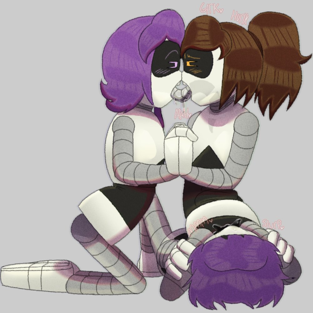 abrahamslapper, alice (murder drones), brown hair, cunnilingus, female, female only, glitch productions, hand holding, long tongue, murder drones, nori (murder drones), pussy, robot, robot girl, threesome, vaginal juices, white body, worker drone, yeva (murder drones), yuri