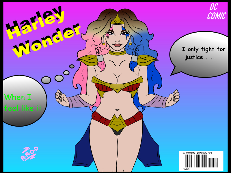 batman_(series) breasts dc_comics female female_only harley_quinn long_hair momokarin01 wonder_woman wonder_woman_(series)