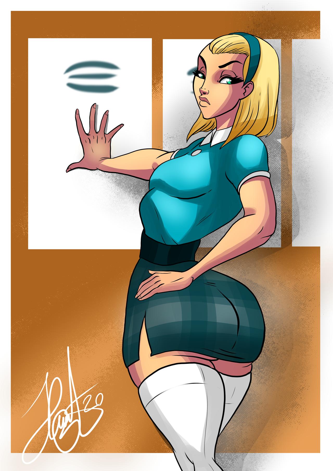 1girls, 2020, annoyed, apple butt, ass, color, colored, disney, disney channel, eyelashes, female, female only, henrik-drake, hhammerh, justine flanner, kim possible, lips, rsahnp, short hair, short skirt, skirt, solo, thick legs, thick thighs, thigh highs, thighhighs, thighs, voluptuous