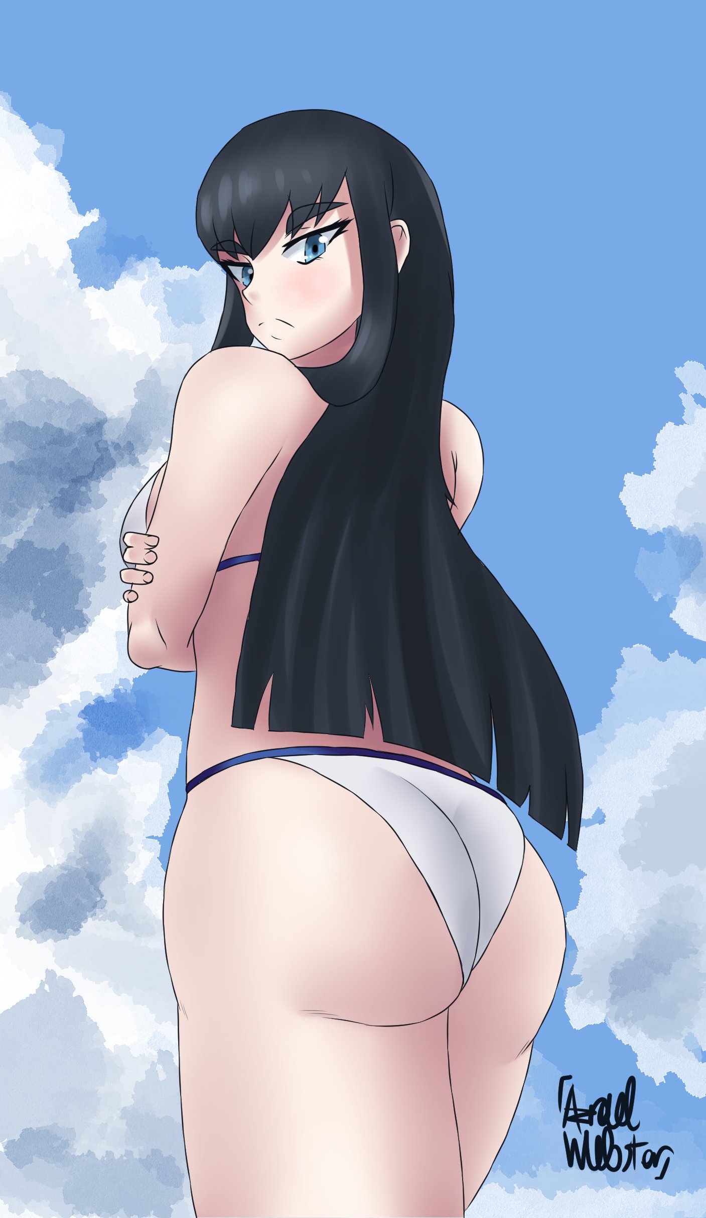azraelwebster, big breasts, black hair, blue eyes, breasts, female, female only, kill la kill, kiryuuin satsuki, long hair, solo, solo female, solo focus