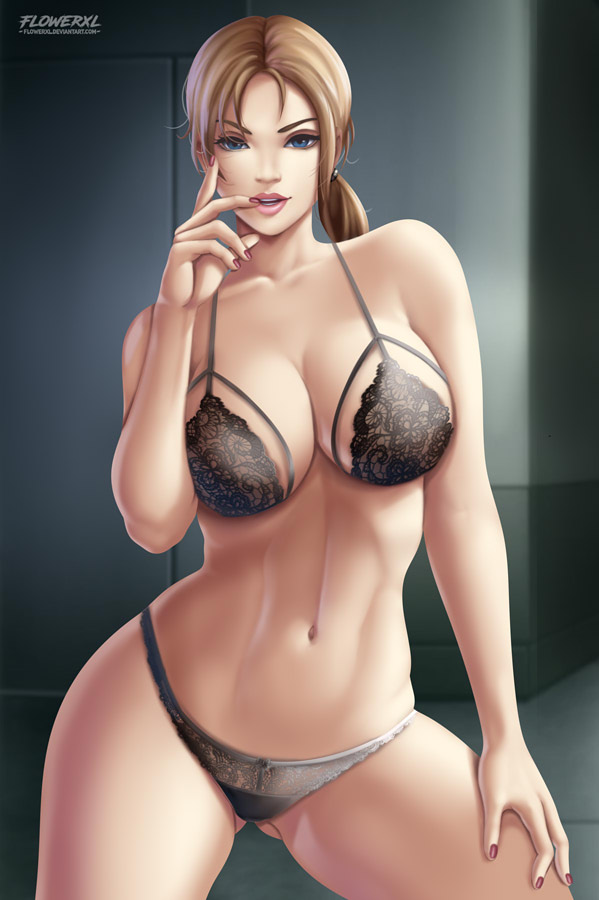 1girls, 2d, big breasts, black lingerie, blonde hair, blue eyes, bra, breasts, cleavage, female, female only, flowerxl, front view, human, large breasts, lingerie, looking at viewer, midriff, mortal kombat, panties, pink lipstick, pink nails, pinup, ponytail, sensual, solo, sonya blade, video game character
