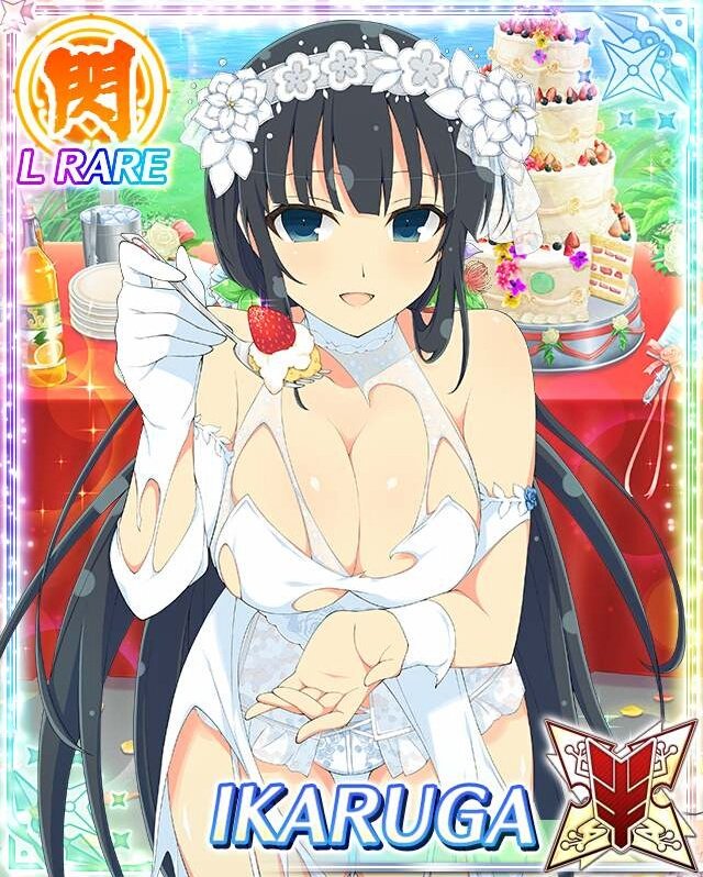 black_hair blue_eyes cake card clothing_damage ikaruga_(senran_kagura) offering_food senran_kagura senran_kagura_(series) senran_kagura_new_wave wedding_dress yaegashi_nan