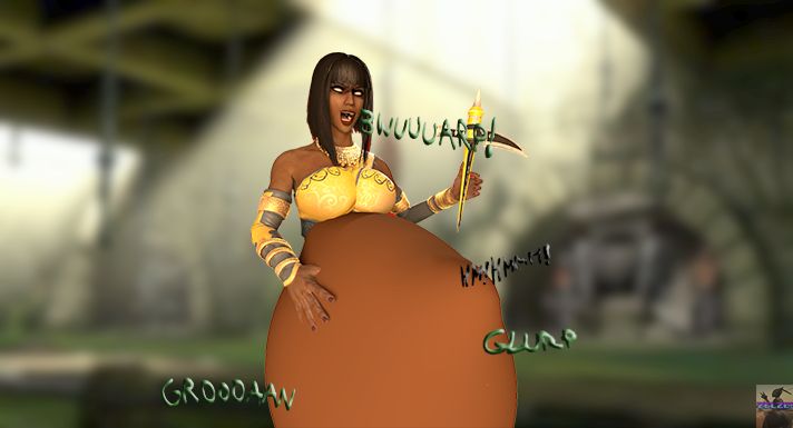 3d 3d_(artwork) big_belly boobs breasts burp burping female female_pred mortal_kombat tanya_(mortal_kombat) vore zelzes