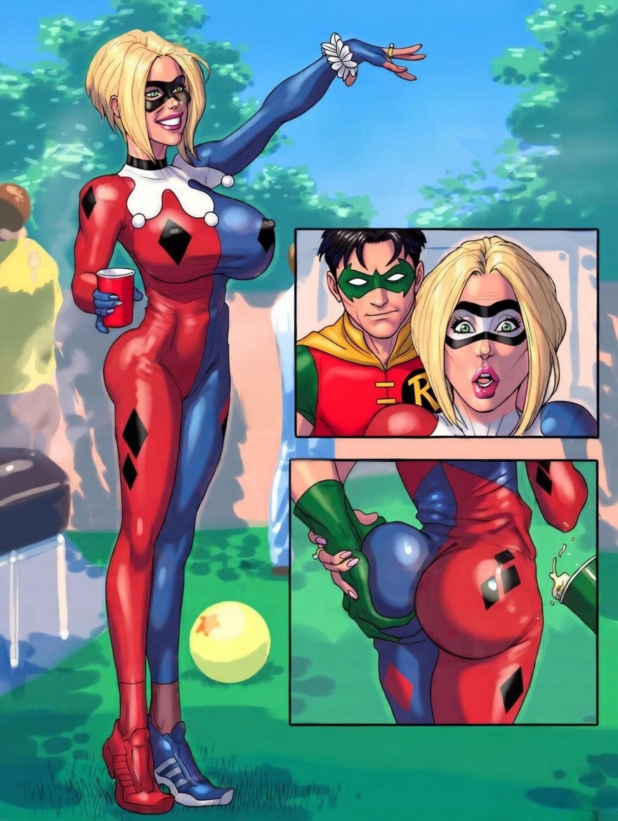 ai assisted, ai generated, ass, ass grab, batman (series), big ass, big breasts, big butt, dc, dc comics, grabbing ass, harleen quinzel, harley quinn, jason todd, robin (dc), shocked, shocked expression, shocked eyes, superhero, tagme, theofficialpit ai, theofficialpit edits, villain, villainess