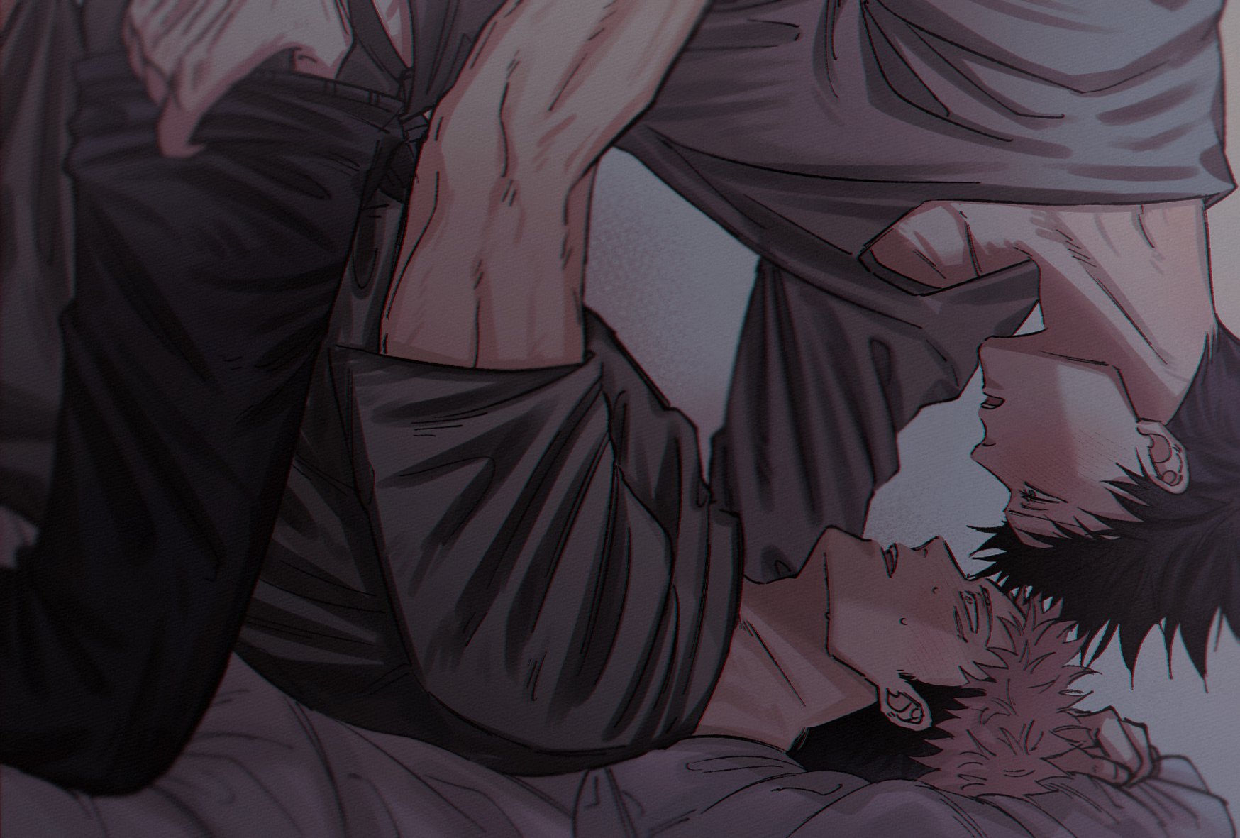 2boy, 2boys, fushiguro megumi, fushirun rung, gay, itadori yuuji, itafushi, jujutsu kaisen, male, male only, male/male, masculine, no visible genitalia