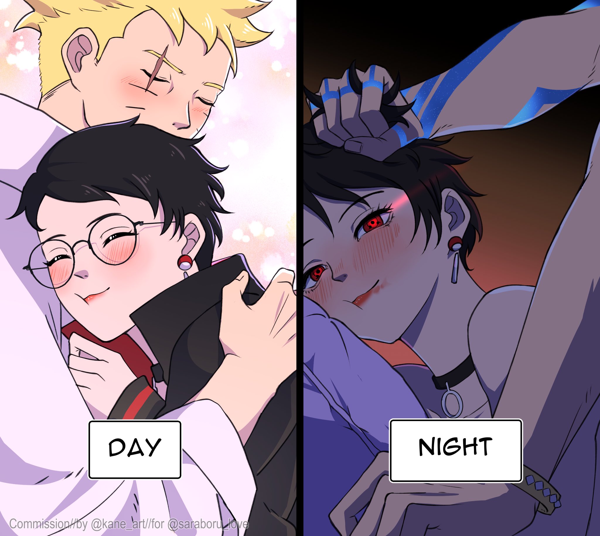 adult, aged up, artist request, boruto: two blue vortex, day and night, day vs night, doggy style, grabbing hair, grabbing head, hair pull, hug, hugging, hugging another, indoors, kanekane, karma, meme, messy hair, naruto, naruto (series), pulling hair, red eyes, sarada uchiha, sharingan, sometimes like this also like that, uchiha sarada, uzumaki boruto, vaginal penetration
