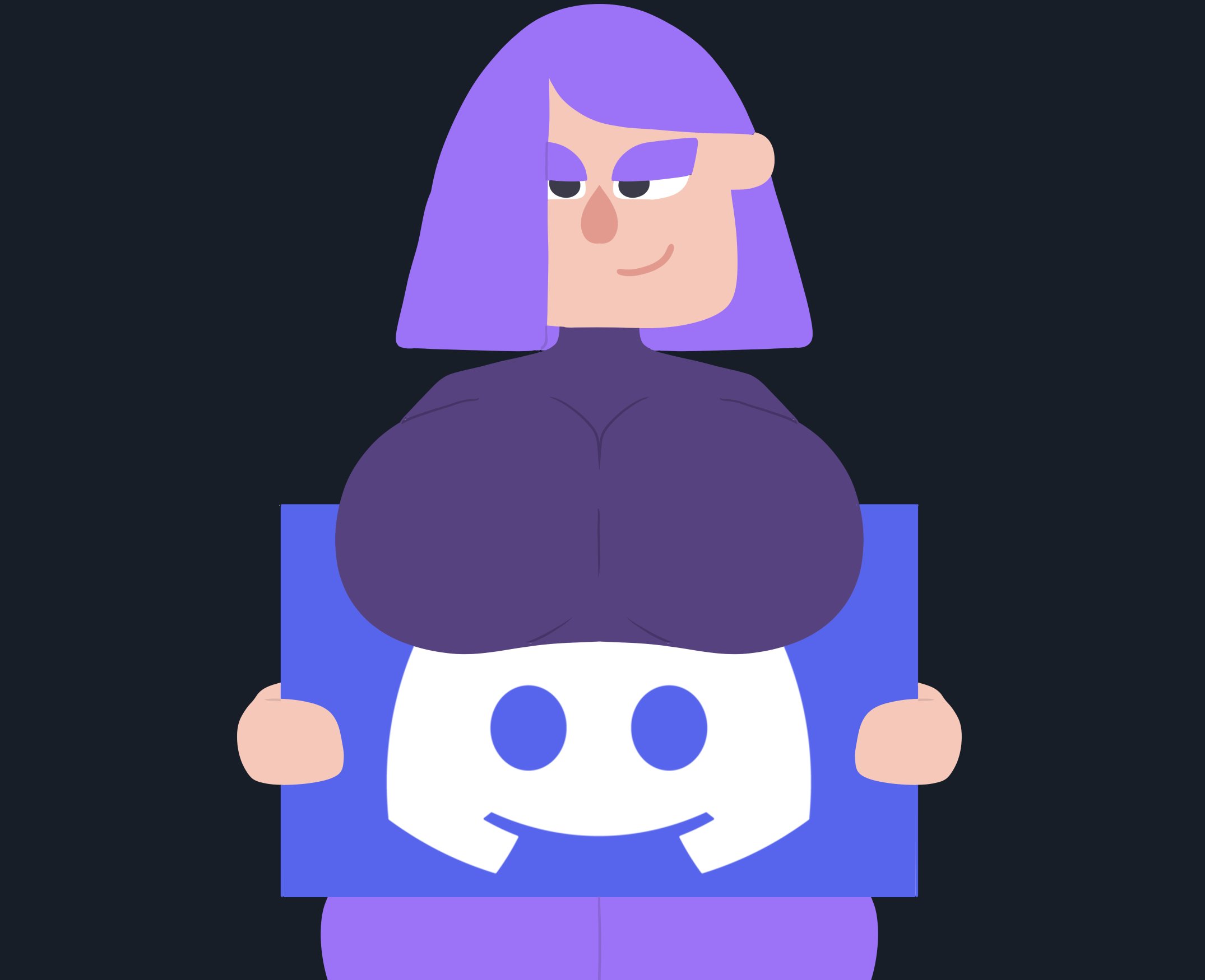 1girls, 2d, 2d (artwork), clothed female, clothing, discord, discord logo, duolingo, female, female focus, female only, lily (duolingo), looking at viewer, purple eyeshadow, purple hair, simple background, skin tight, skindentation, tight clothes, tight clothing, tight fit, yiomo