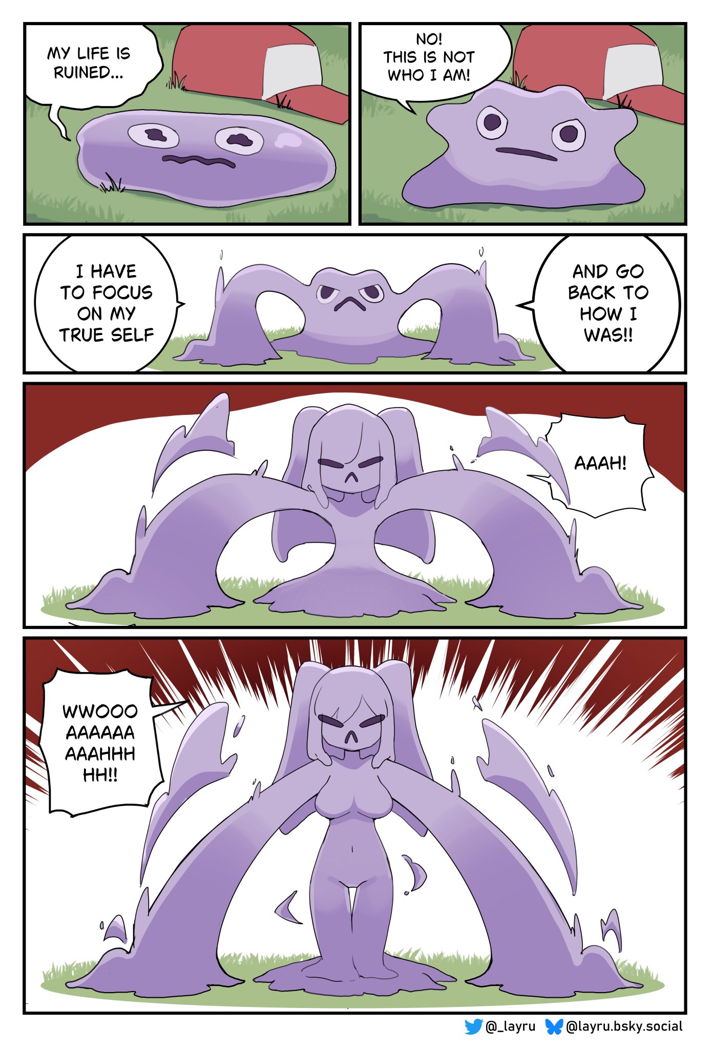 2025, comic, ditto, ditto (pokemon), gender transformation, layru, mtf transformation, pokemon, slime girl, slime transformation, species transformation, tagme, transformation, transformation by slime