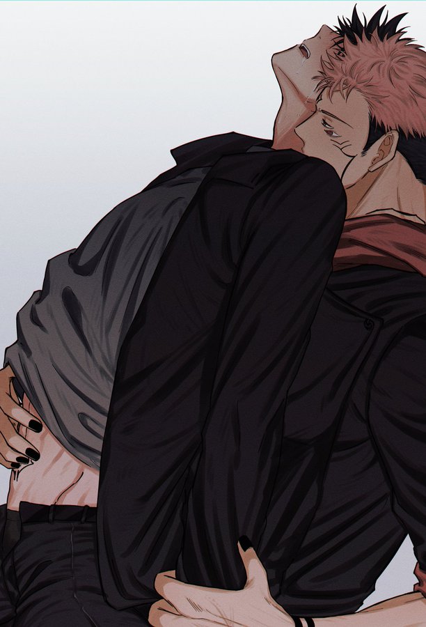 2boy, fushiguro megumi, fushirun rung, gay, jujutsu kaisen, male, male only, male/male, masculine, no visible genitalia, ryoumen sukuna (jujutsu kaisen)