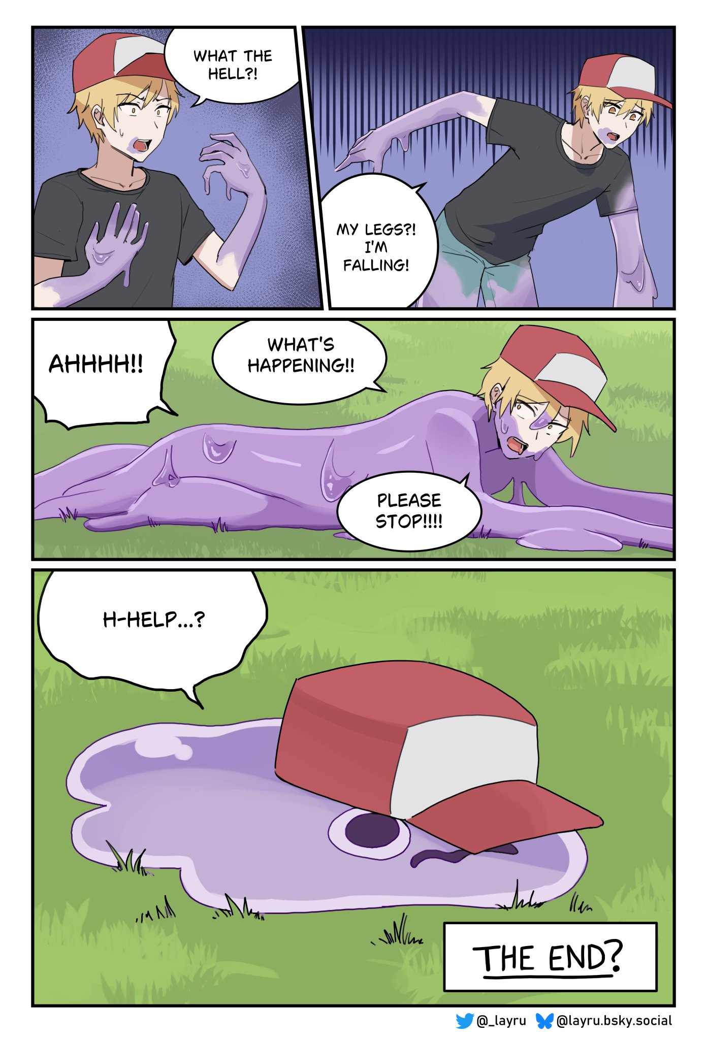 2025, comic, ditto, ditto (pokemon), gender transformation, layru, melting, mtf transformation, pokemon, pokemon trainer, slime, slime girl, slime transformation, species transformation, tagme, transformation, transformation by slime
