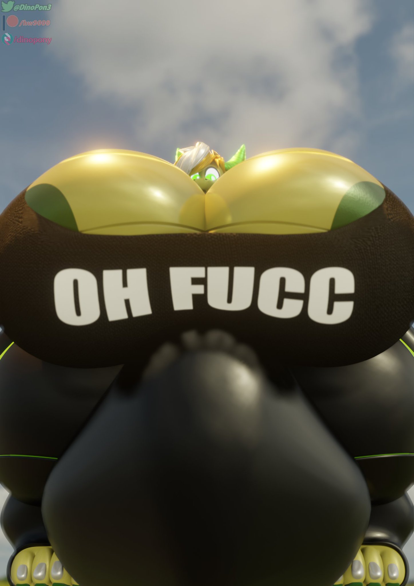 1futa, 3d, anthro, areolae, big breasts, breasts, busty male, clothed, clothing, dinopony, english text, furry, futa only, futanari, huge breasts, hyper, hyper breasts, hyper penis, intersex, large breasts, male, male with breasts, penis, scalie, solo, text, vanilla (dinopony)