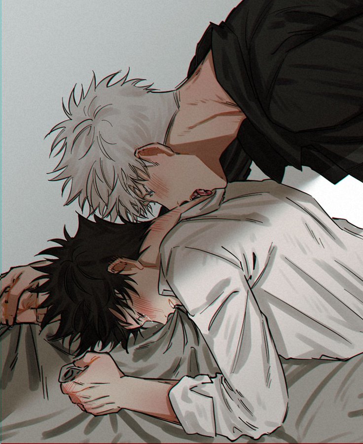 2boy, fushiguro megumi, fushirun rung, gay, jujutsu kaisen, male, male only, male/male, masculine, no visible genitalia, satoru gojo