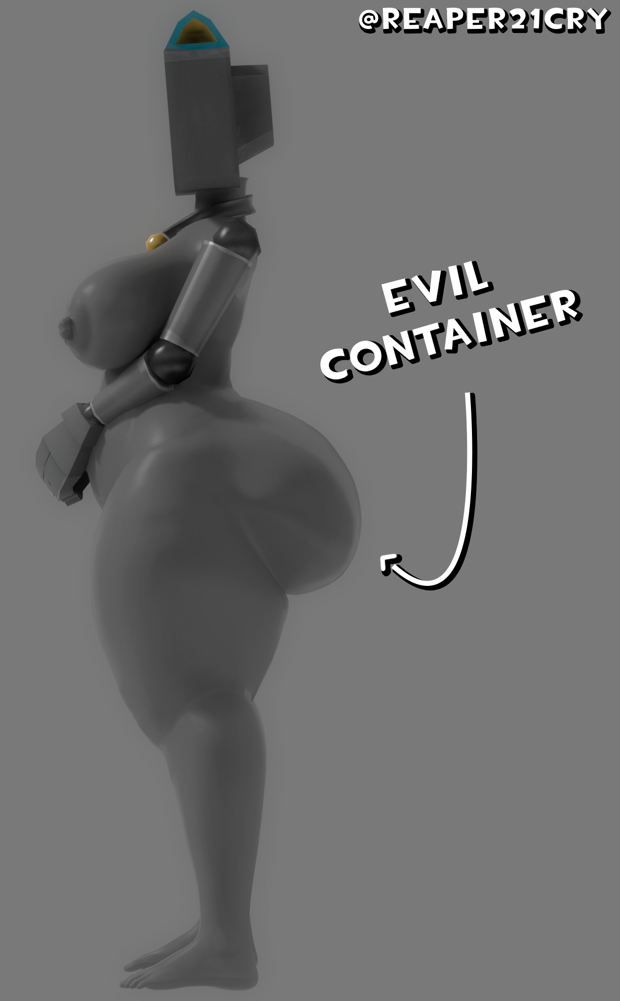 1girls, 3d, 3d (artwork), areola, ass, ass focus, belly, big areola, big ass, big belly, big breasts, big butt, big nipples, big thighs, breasts, bubble ass, bubble butt, cat ears, cat girl, catgirl, chubby, chubby belly, chubby female, evil container, female, female focus, gray background, hi res, high resolution, highres, human, human on robot, kerfuś, kurf-os, meme, nipples, puffy nipples, reaper21cry, robot, robot girl, robot humanoid, robotic arm, sfm, simple background, solo, solo female, solo focus, source filmmaker, source filmmaker (artwork), sourcefilmmaker(artwork), team fortress 2 font, thick, thick ass, thick hips, thick legs, thick thighs, wide hips, wide thighs