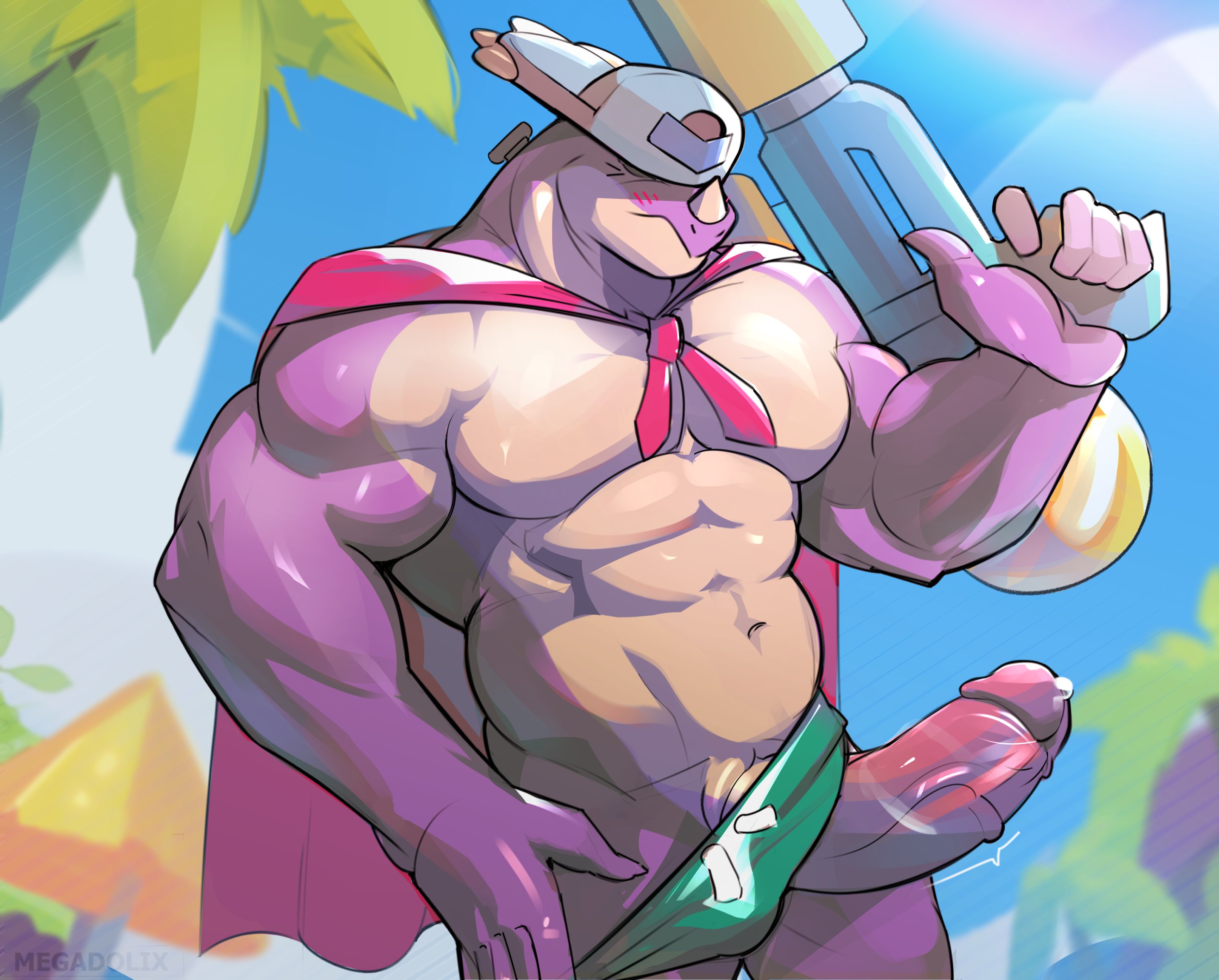 bara, brawl stars, gay, megadolix, muscular, muscular male, pierce (brawl stars)
