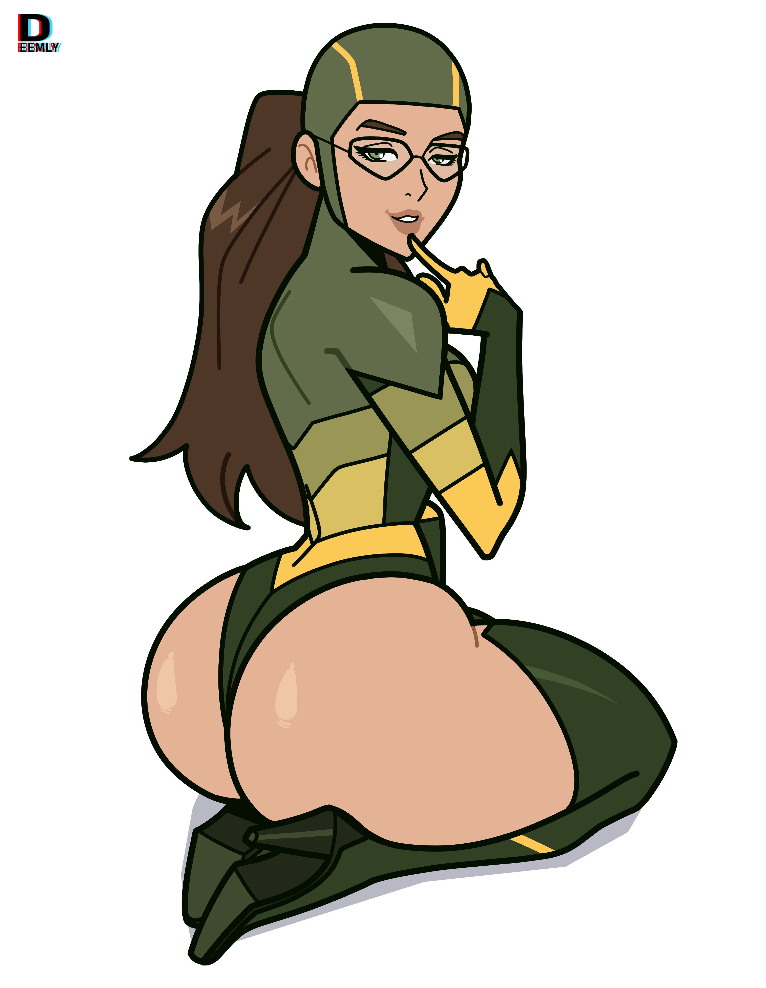 1girls, ass, big ass, breedable hips, brown hair, dark skin, dark-skinned female, deemlyart, female, female only, green eyes, image comics, invincible, ponytail, shrinking rae, solo