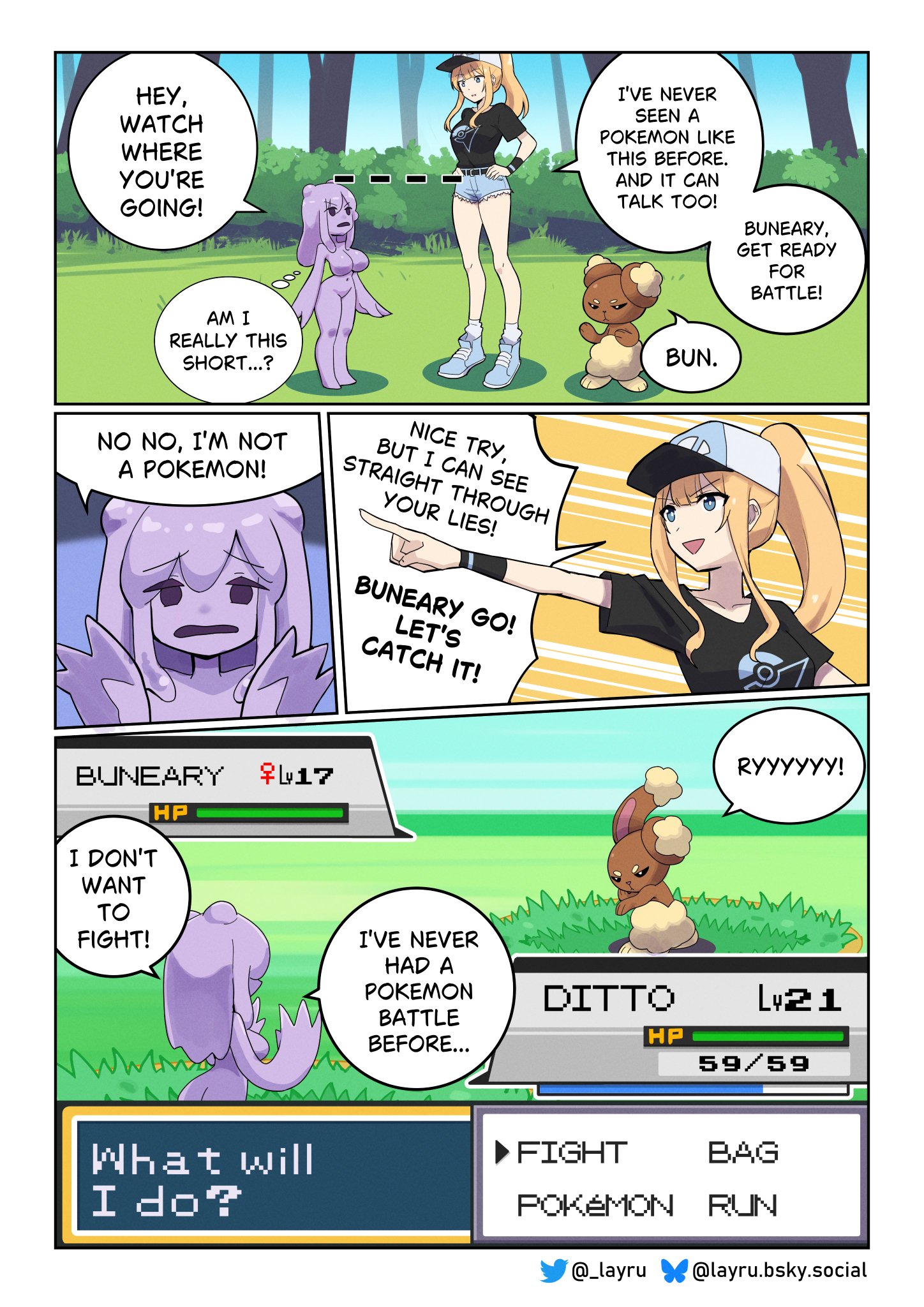 2025, buneary, comic, ditto, ditto (pokemon), gender transformation, layru, mtf transformation, pokemon, pokemon battle, pokemon trainer, slime girl, slime transformation, species transformation, tagme, transformation, transformation by slime