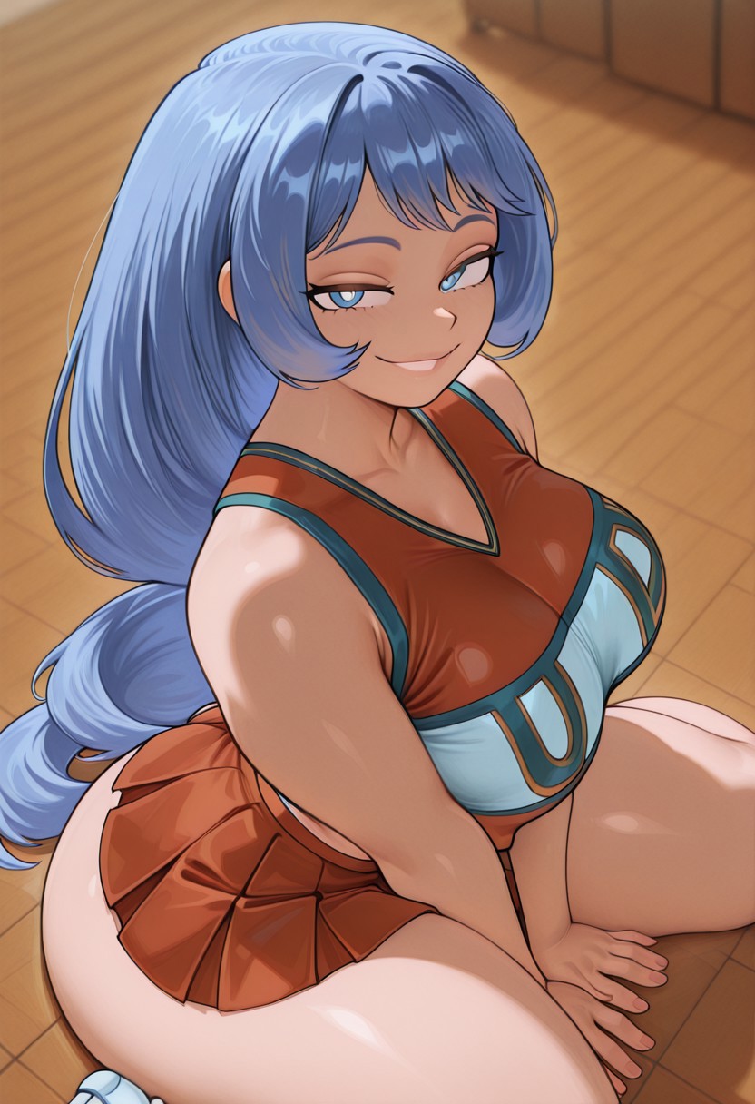 1girls, ai generated, ass, big ass, big breasts, breasts, cheerleader, curvy, female, female only, joabond, light-skinned female, my hero academia, nejire hado, sexy, sitting, solo, thick ass, wariza