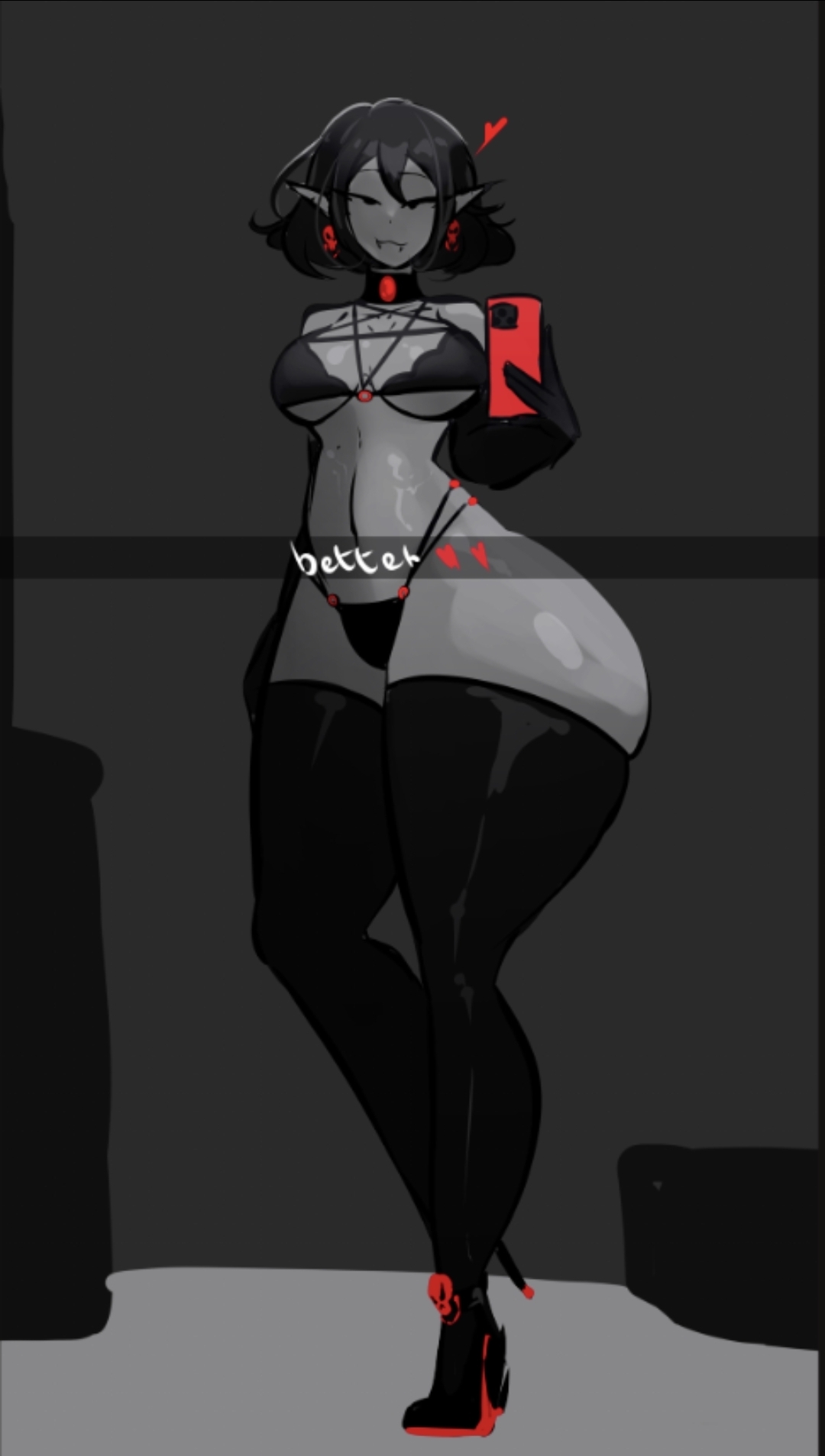 1girls, adventure time, female, female only, high heels, lingerie, lingerie only, marceline, marceline abadeer, marceline the vampire queen, shiny skin, short hair, smile81872864, thick thighs, thighhighs