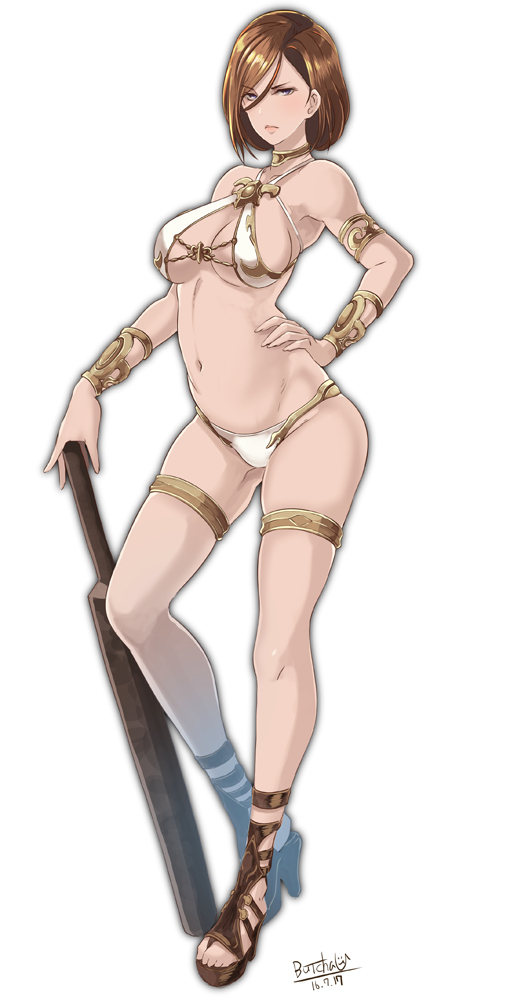 apollonia vaar, brown hair, butcha-u, female, granblue fantasy, mature female, short hair