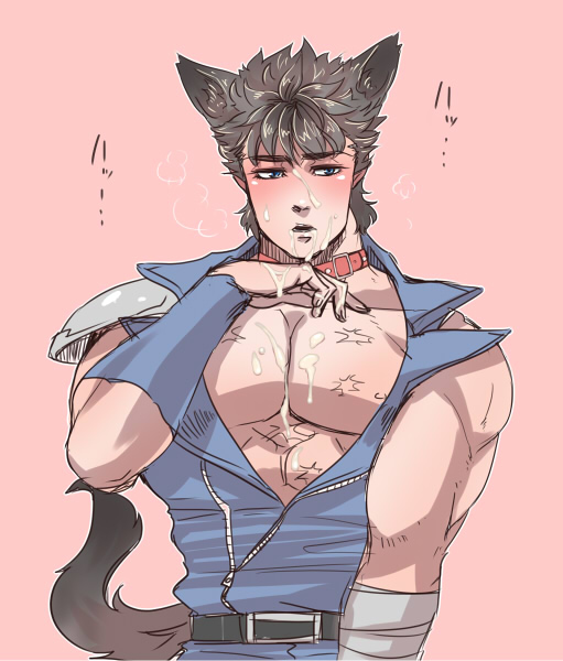 cum_in_mouth cum_on_face cum_on_upper_body feminization hokuto_no_ken jobiko kenshiro male male_only neko_boy