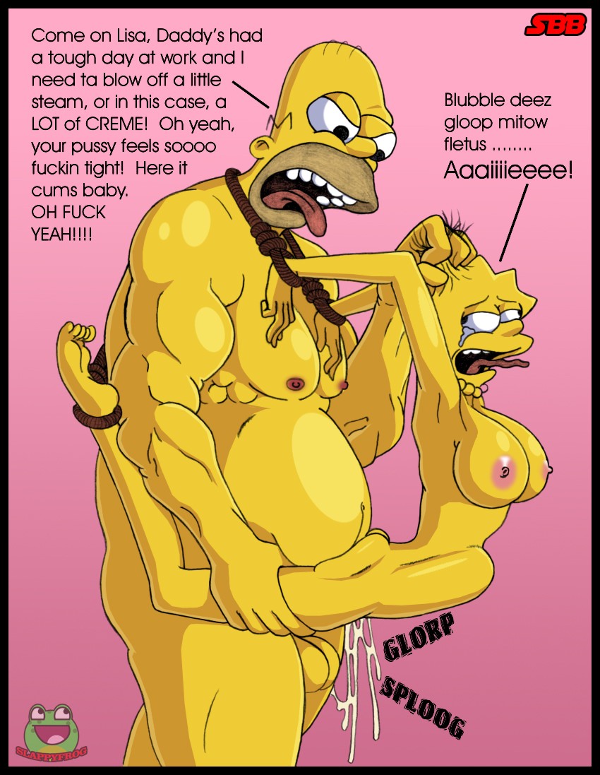 bondage, broken rape victim, father and daughter, female, fucked silly, helpless, homer simpson, human, incest, lisa simpson, male, nipples, rape, sbb, screaming, slappyfrog, stomach bulge, straight, the simpsons