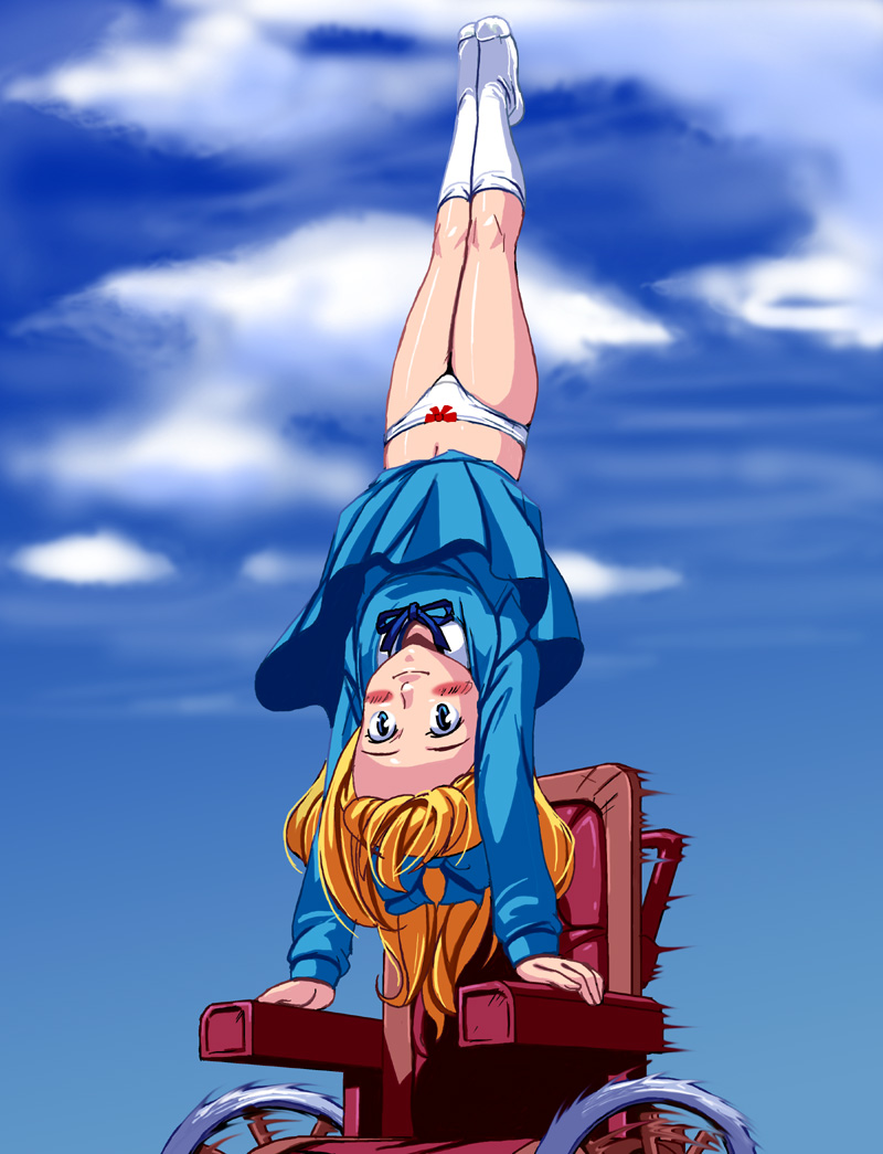 1girls blush clara_sesemann clothing feet footwear handstand heidi,_girl_of_the_alps legs masao oldschool panties parody socks underwear upside-down what wheelchair world_masterpiece_theater young