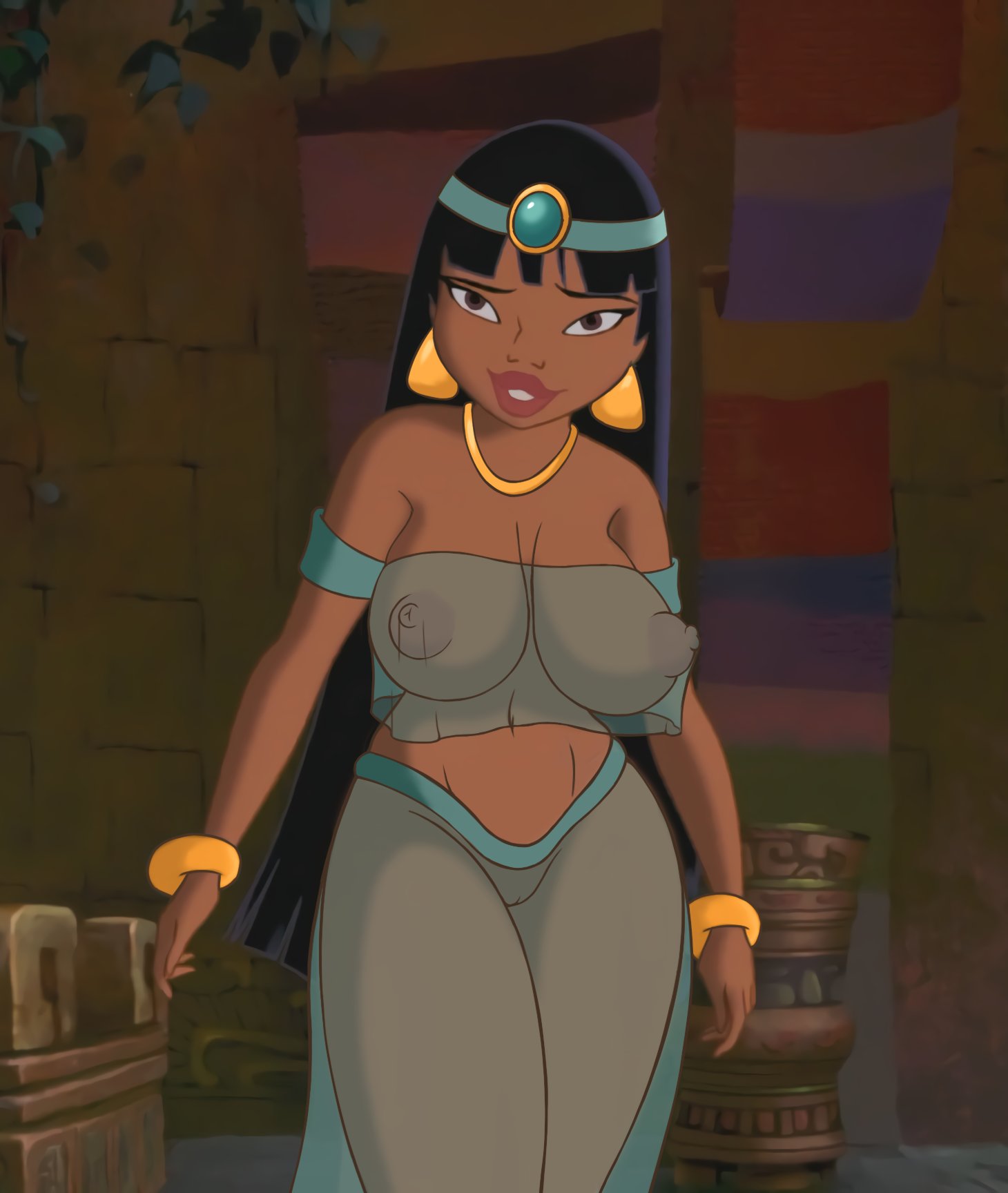 accurate_art_style aladdin arabian_clothes areolae bare_midriff big_breasts black_hair breasts brown_eyes busty chel clothing cosplay dark-skinned_female dark_skin disney dreamworks edit erect_nipples female female_focus female_only harem_outfit hourglass_figure large_breasts lipstick long_hair makeup monkeyman_(artist) navel nipples pinup princess_jasmine_(cosplay) see-through solo the_road_to_el_dorado translucent_clothing wide_hips