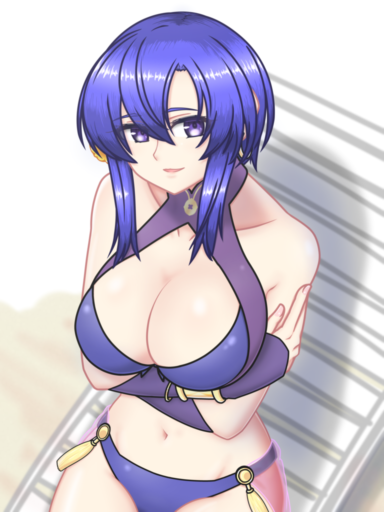 arms_under_breasts beach_chair big_breasts bikini cleavage fire_emblem fire_emblem:_the_blazing_blade fire_emblem_heroes nintendo smile solo_female somunium ursula_(fire_emblem) ursula_(summer)_(fire_emblem)