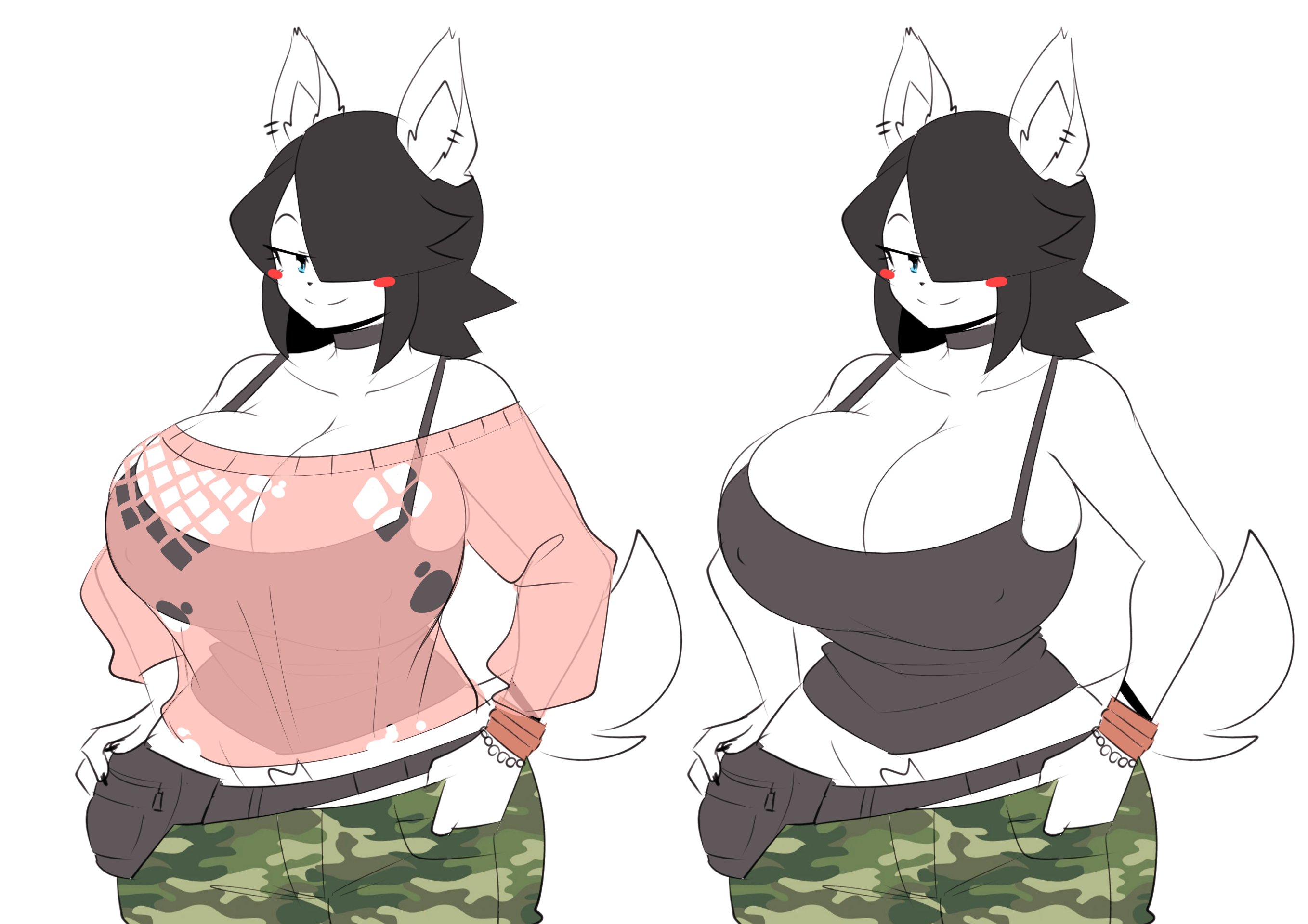 anthro, black tank top, camo pants, camouflage pants, fanny pack, furry, maggie applebee, tagme, tank top, theycallhimcake