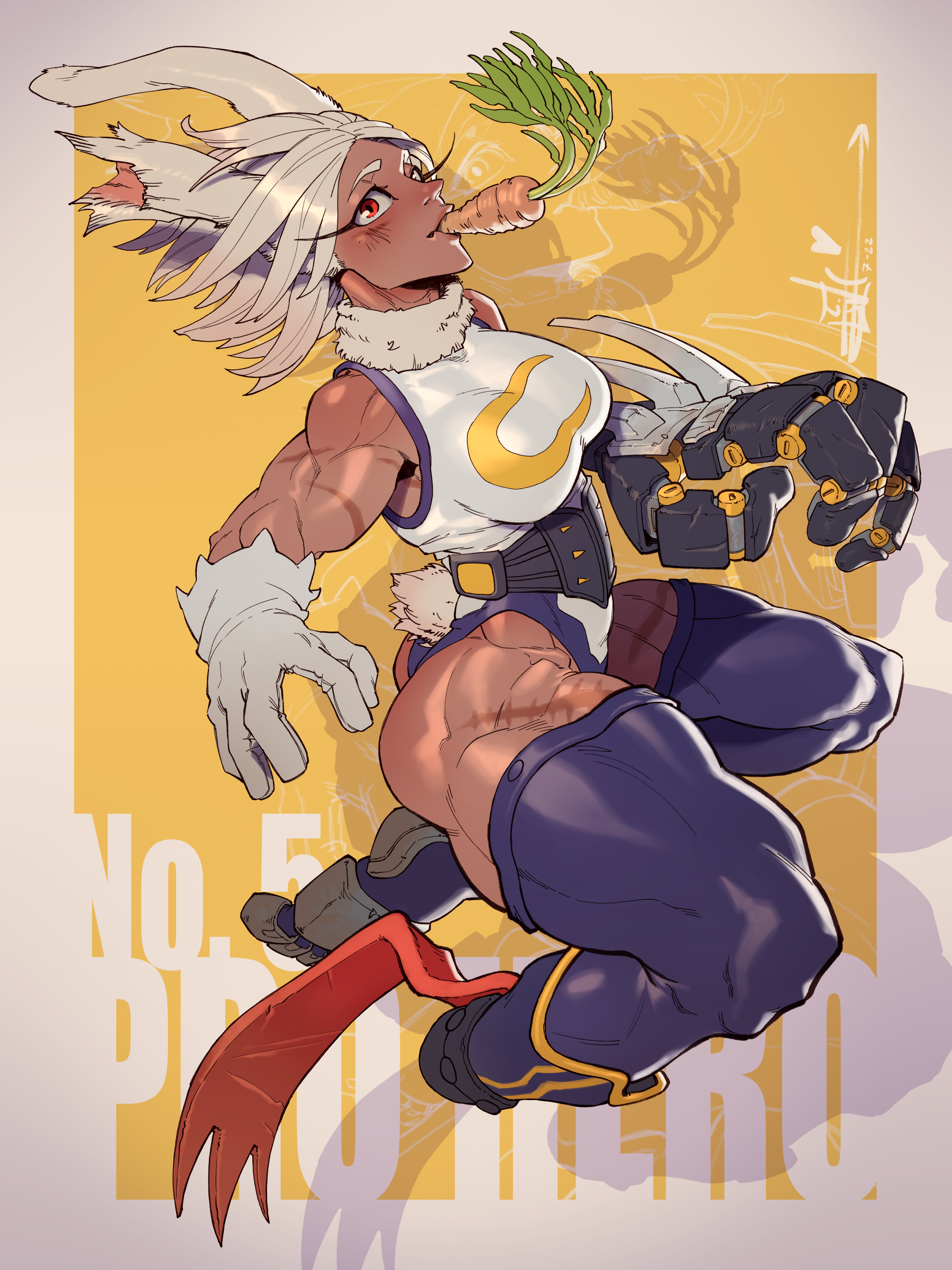 1girls, amputee, animal ears, animal humanoid, asian, ass, athletic, athletic female, bent knees, biceps, big ass, big breasts, big hips, boku no hero academia, breasts, bunny, bunny girl, bunny tail, carrot, child bearing hips, clothed, clothed female, curvy, curvy female, curvy figure, dark skin, dark-skinned female, english, english text, eyelashes, eyelashes visible through hair, female, female focus, female only, fit, fit female, flowing hair, food in mouth, fully clothed, gloves, hero outfit (mha), heroine, highleg leotard, huge ass, huge boobs, huge breasts, huge hips, huge thighs, japanese, japanese female, josephvirtuoso, kemonomimi, knees bent, large ass, large boobs, large breasts, large hips, large thighs, large tits, leotard, long eyelashes, mechanical, mechanical arm, mirko, miruko, muscular, muscular arms, muscular ass, muscular female, muscular legs, muscular thighs, my hero academia, post-timeskip, prosthetic, prosthetic leg, prosthetic limb, rabbit, rabbit ears, rabbit girl, rabbit humanoid, rabbit tail, red eyes, rumi usagiyama, scars, scars all over, scars on arm, scars on thighs, solo, solo female, solo focus, superhero, superhero costume, superheroine, thick thighs, thighhighs, thighs, white hair, white hair female, wide ass, wide hipped female, wide hips, wide thighs