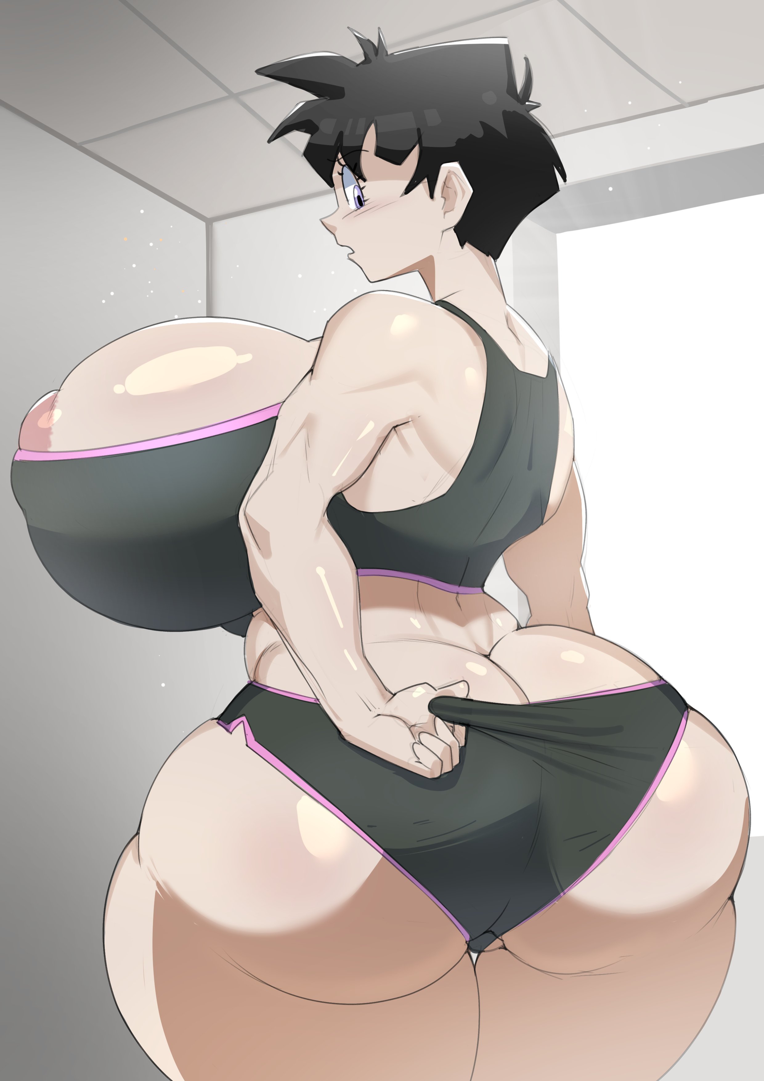 1girls, alternate version available, ass, ass focus, breasts, curvy, dragon ball, enormous ass, enormous breasts, excessive breast, female, gigantic ass, gigantic breasts, huge ass, large ass, large breasts, light skin, light-skinned female, loftysundew, looking back, tagme, thick thighs, thighs, videl, voluptuous female, white hair