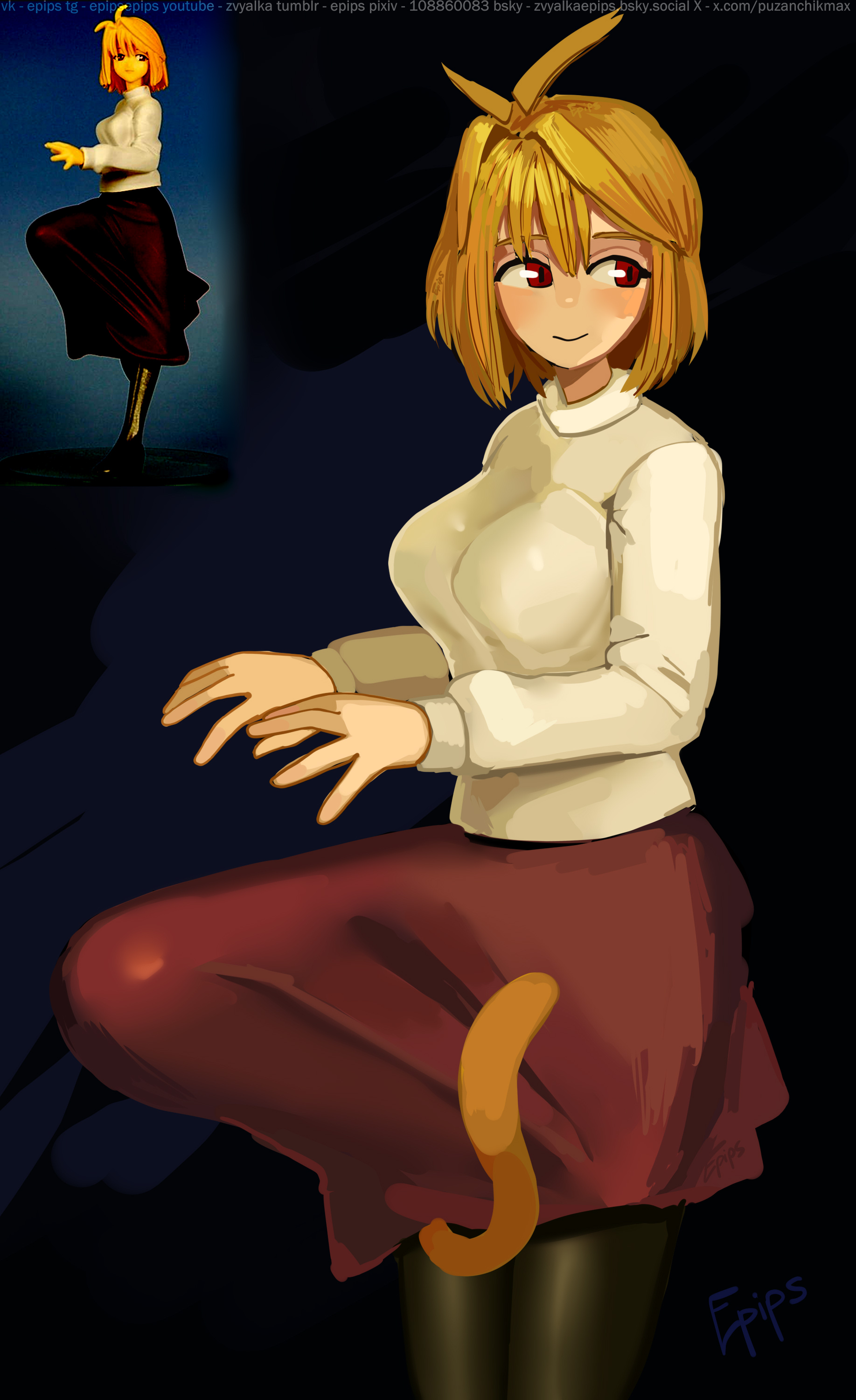 1futa, arcueid brunestud, big breasts, big penis, blonde futa, blonde hair, busty, cat tail, dick, dickgirl, erect penis, erection, erection under clothes, fat cock, futa only, futanari, huge breasts, huge cock, large breasts, large penis, melty blood arcueid figure (meme), meme, mostly clothed, penis, penis under clothes, puzanchikmax, solo, solo futa, tsukihime
