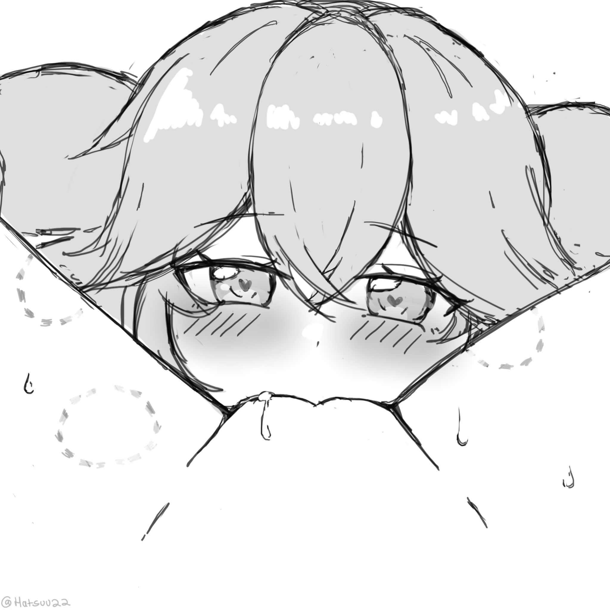 2girls, animal ears, anime style, bangs, bite marks, blank background, blush, blushing at partner, blushing female, calm, cunnilingus, cunnilingus pov, dated, devouring pussy, eating pussy, female, female pov, greyscale, hair between eyes, hair shine, hatsune miku, heart, heart-shaped pupils, kasane teto, legs apart, legs up, licking, licking pussy, looking at viewer, monochrome, multiple girls, oral, pleasure face, pleasured face, pov, pov eye contact, pussy, pussy juice, relaxed, sketch, spread legs, sweat, sweatdrop, symbol-shaped pupils, utau, utauloid, vagina, vaginal fluids, vocaloid, wholesome, yuri