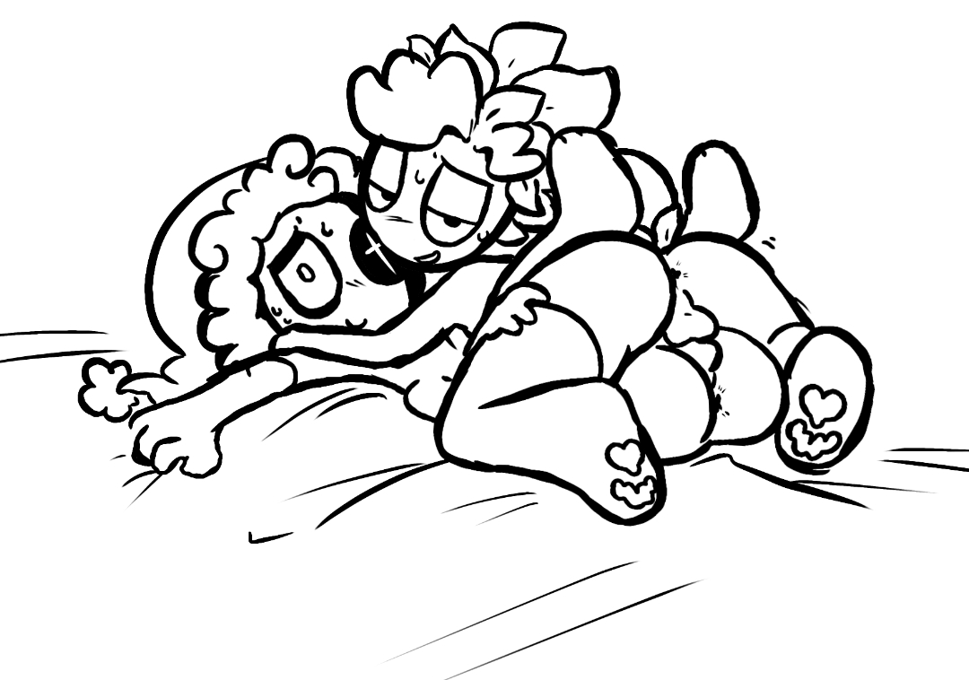 2boys, ass, ass focus, astro (dandy's world), dandy's world, embarrassed, embarrassed nude male, fat ass, gay, inviting, inviting to sex, naked, naked male, pawpads, paws, presenting, presenting hindquarters, sprout (dandy's world), thighhighs, thighs, ticklesyourfeet