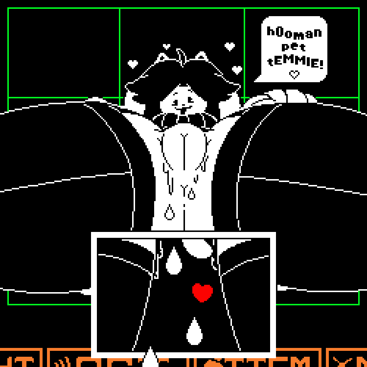 1:1 anthro dialogue english_text fat_mons female furry genitals hair heart nsfwoaf pussy solo speech_bubble tem temmie_(undertale) text undertale video_games