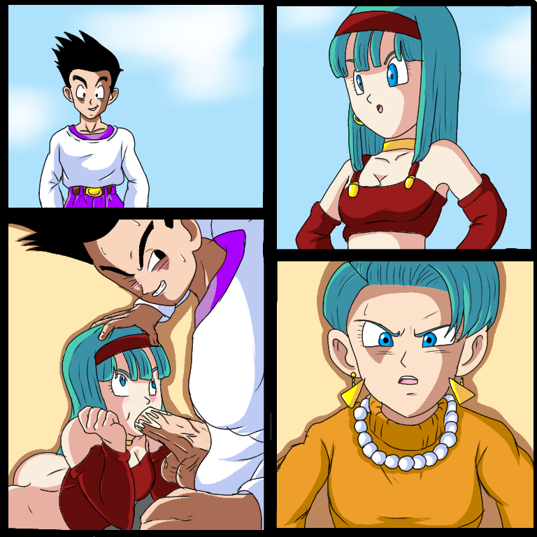 blowjob bra_(dragon_ball) bra_briefs bulma bulma_briefs bulma_briefs_(gt_saga) dragon_ball dragon_ball_gt dragonballfan fellatio female male milf mother_and_daughter oral oral_sex penis son_goten