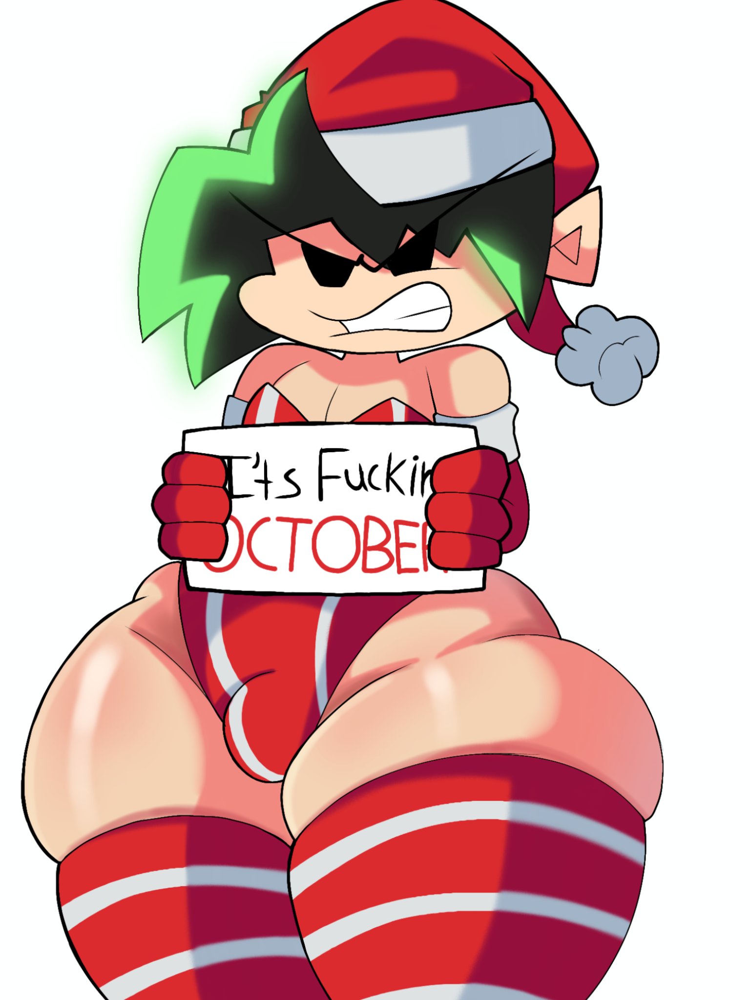 1boy, annoyed, big ass, big penis, black eyes, boyfriend (friday night funkin), bulge, bulge through clothing, christmas, christmas outfit, femboy, friday night funkin, friday night funkin mod, idonthavenoclu1, isouuup, male, neo boyfriend (mr.moisty), penis, spankable ass, tagme, thick ass, thick thighs, would fuck hard till he cant walk, yaoi